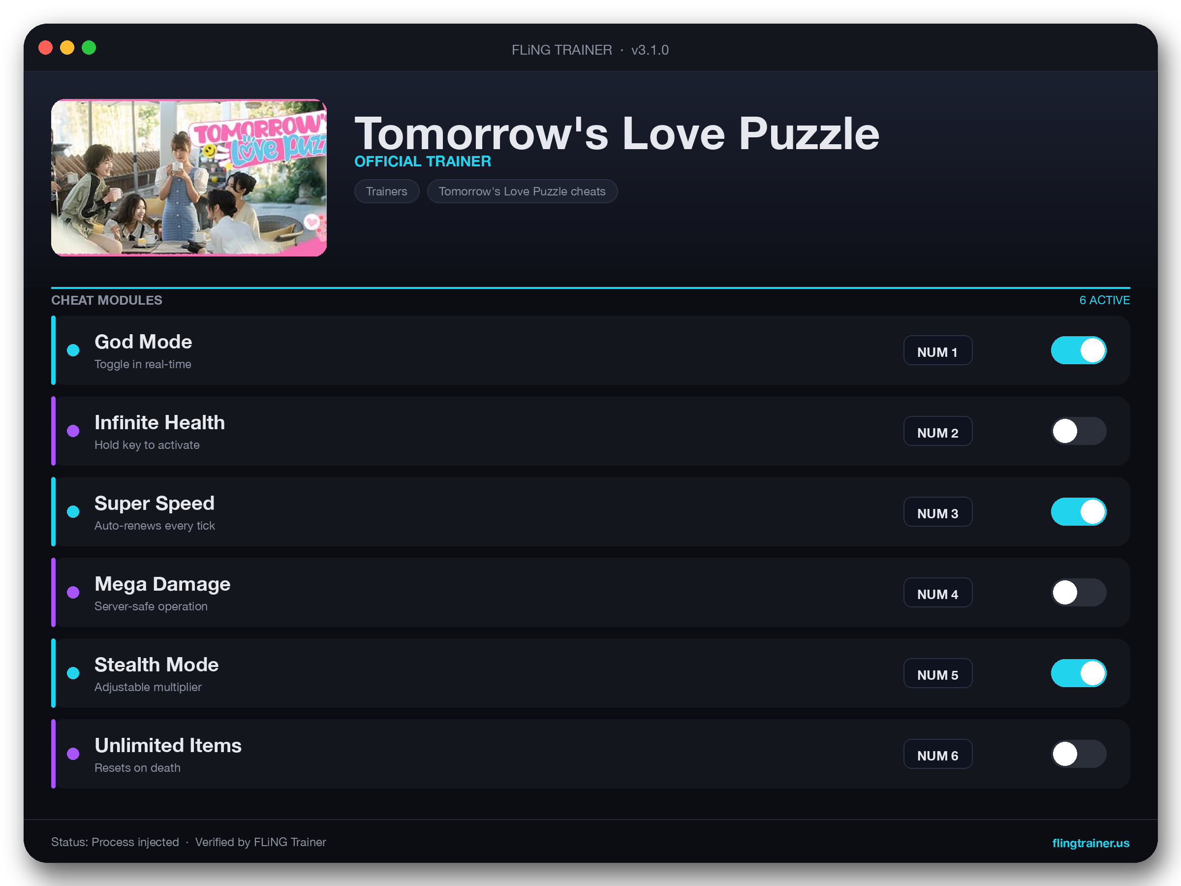 Tomorrow's Love Puzzle Trainer interface