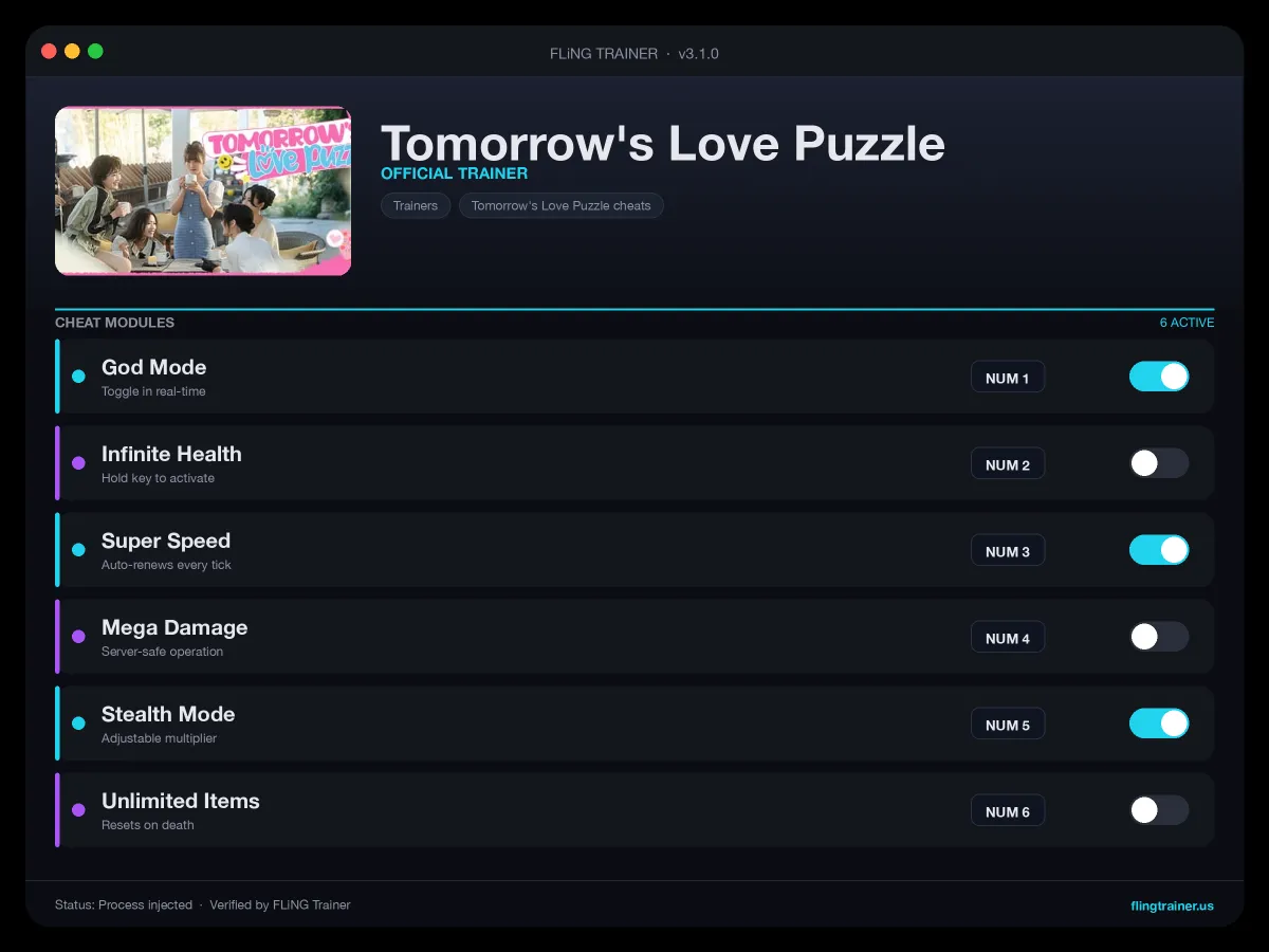 Tomorrow's Love Puzzle Trainer interface