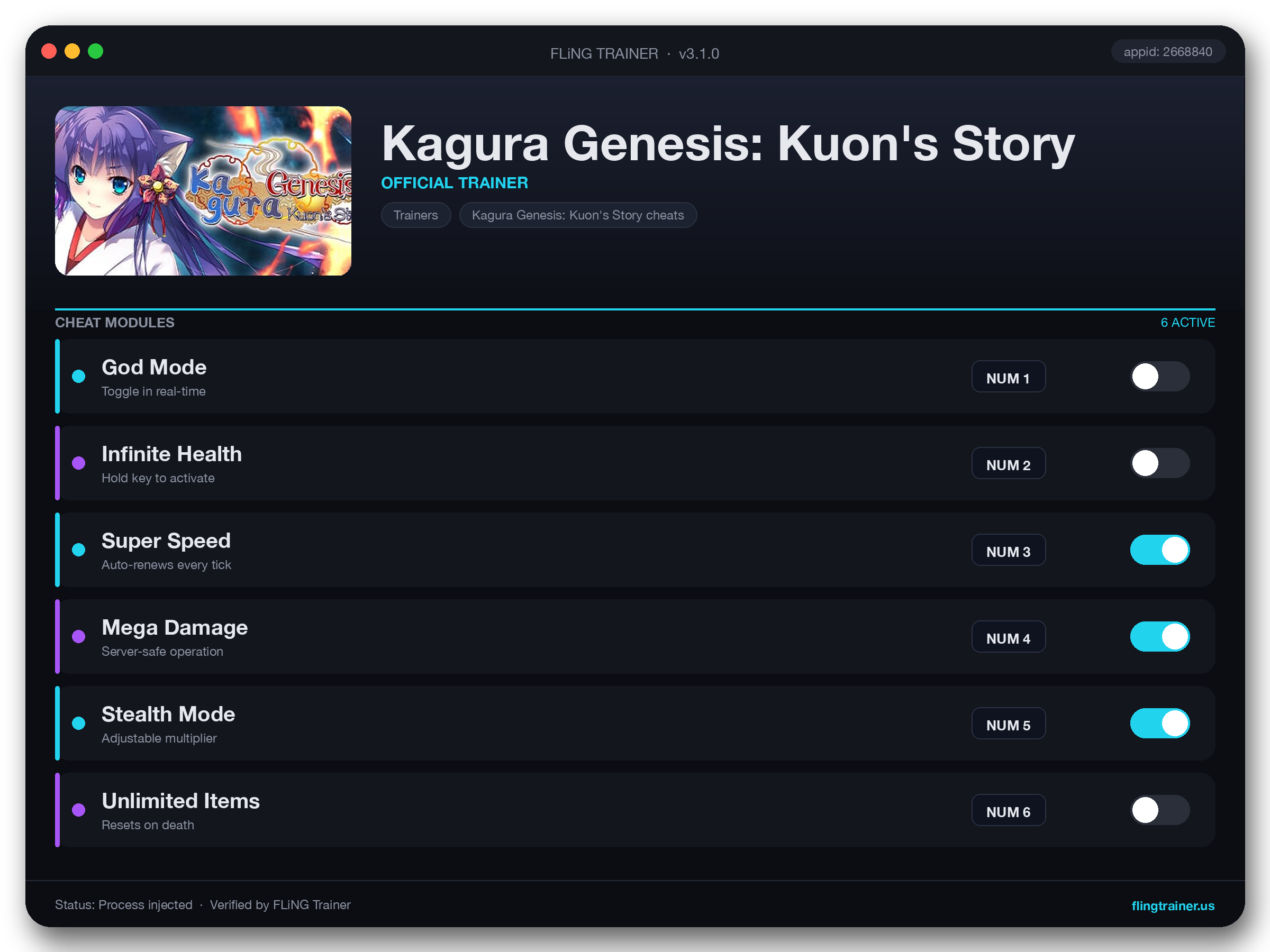 Kagura Genesis: Kuon's Story Trainer interface