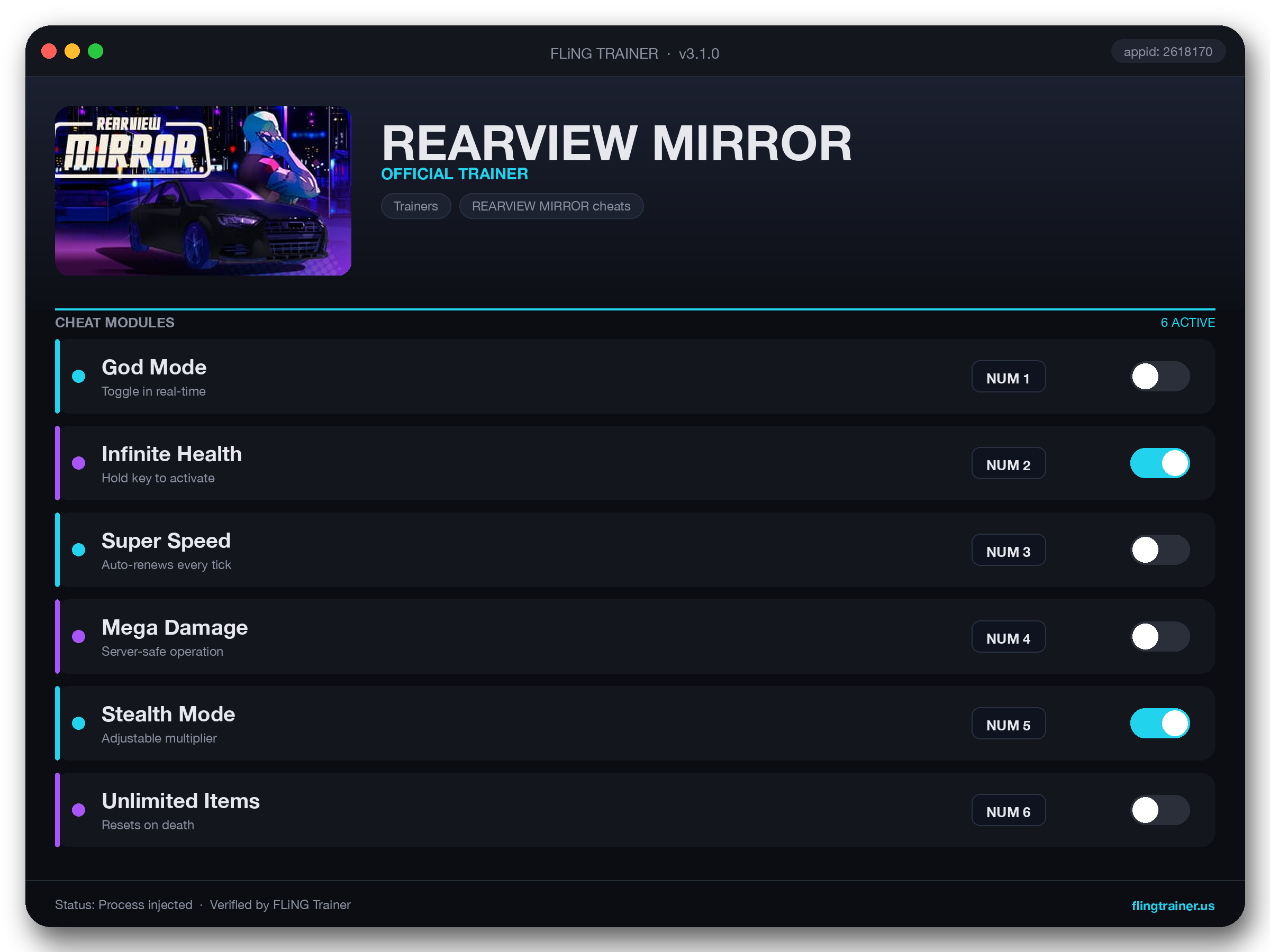 REARVIEW MIRROR Trainer interface