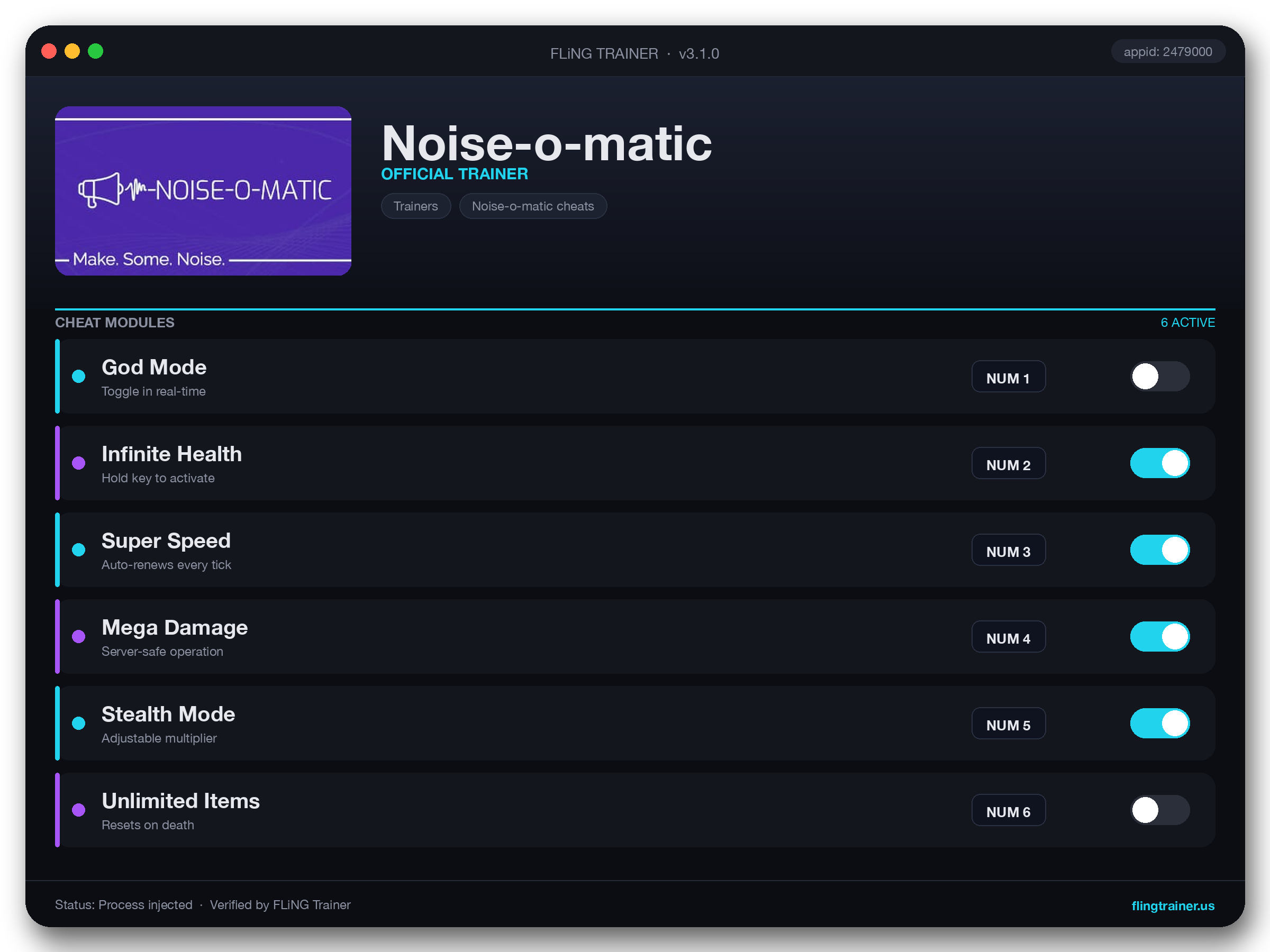 Noise-o-matic Trainer interface