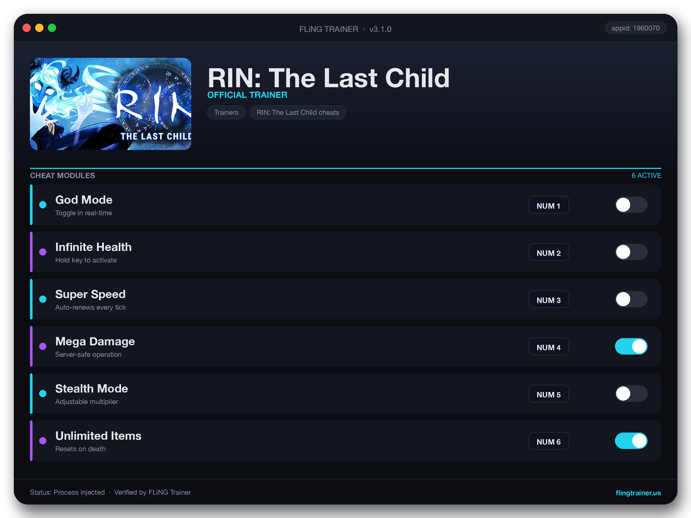 RIN: The Last Child Trainer interface