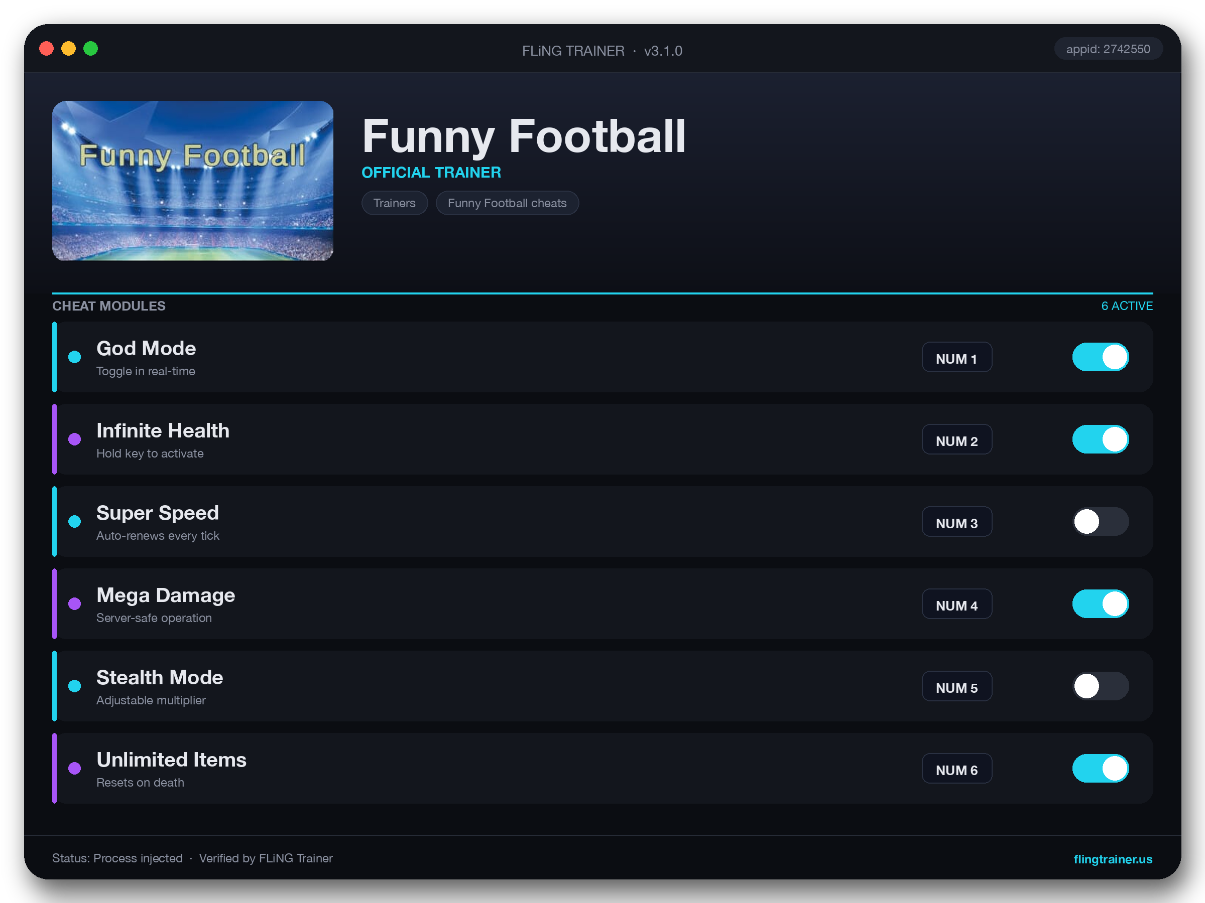 Funny Football Trainer interface