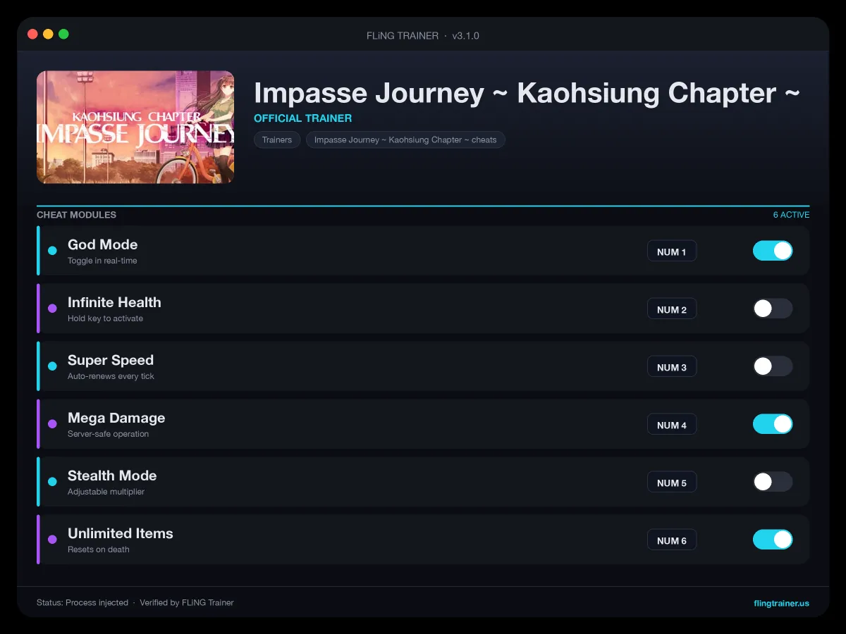 Impasse Journey ~ Kaohsiung Chapter ~ Trainer interface