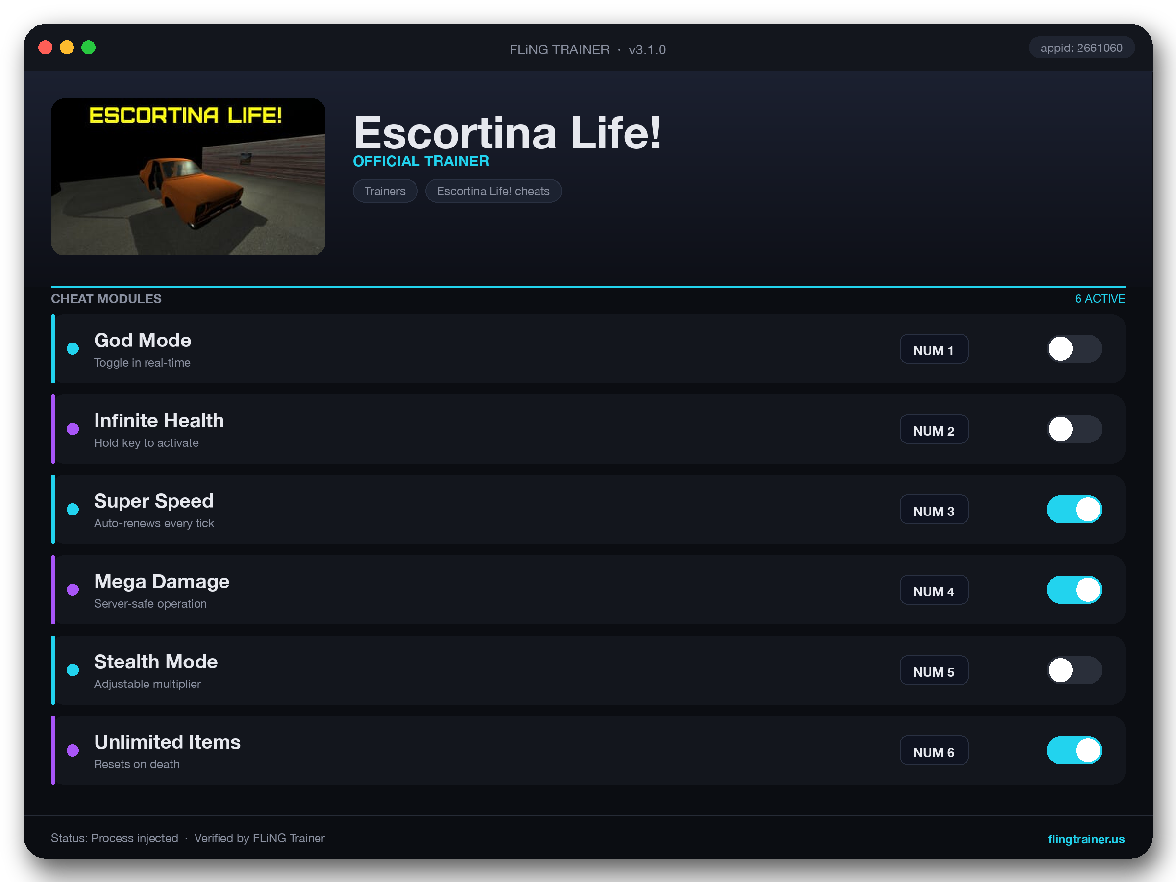 Escortina Life! Trainer interface