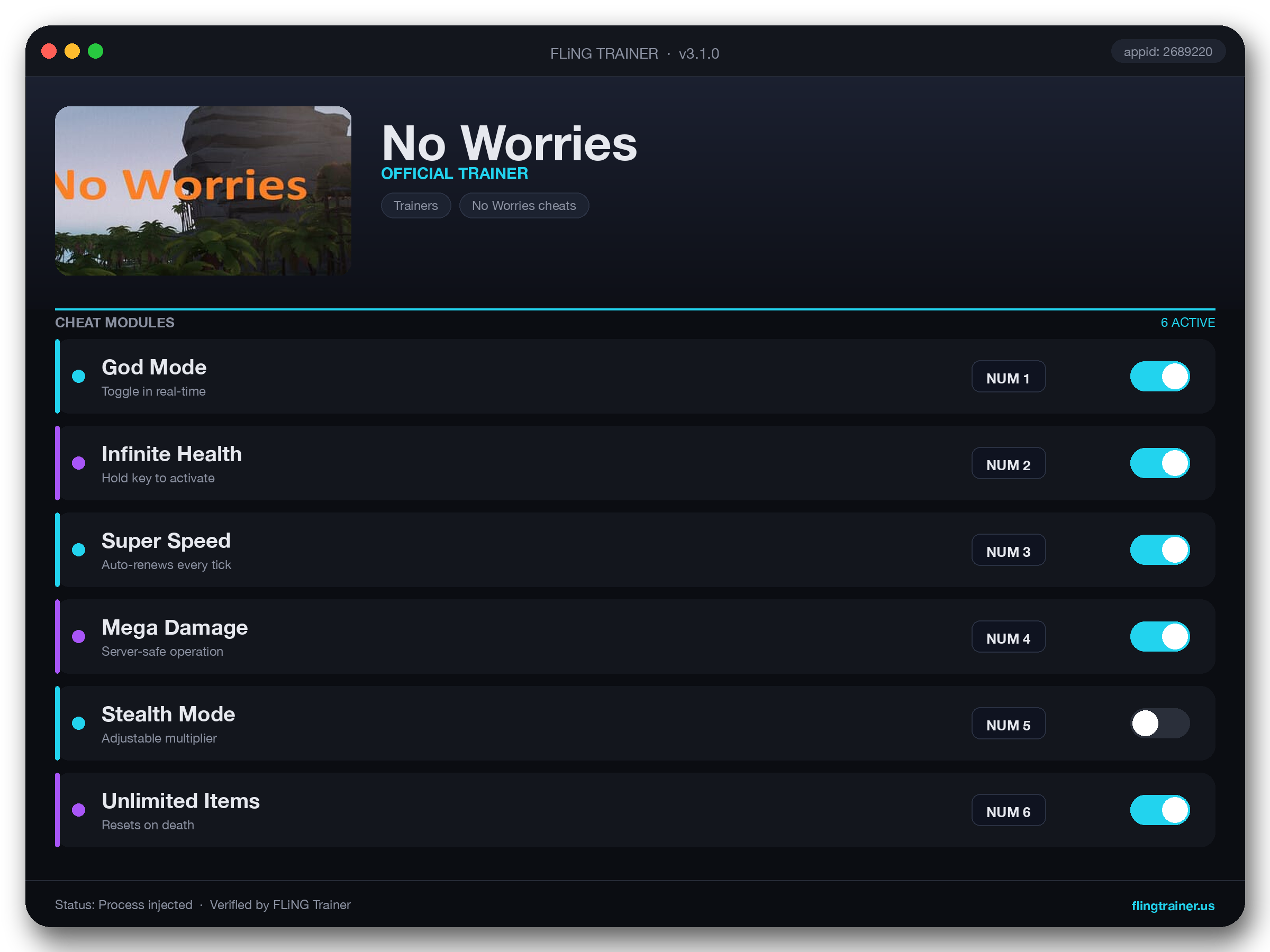 No Worries Trainer interface