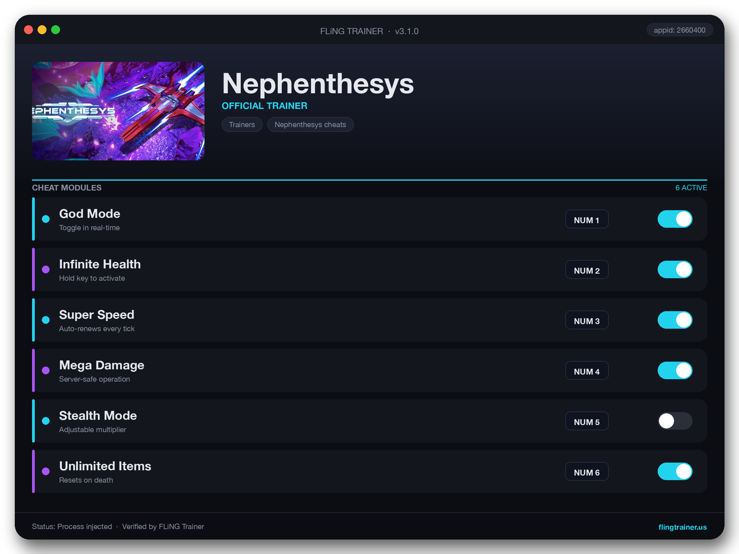Nephenthesys Trainer interface