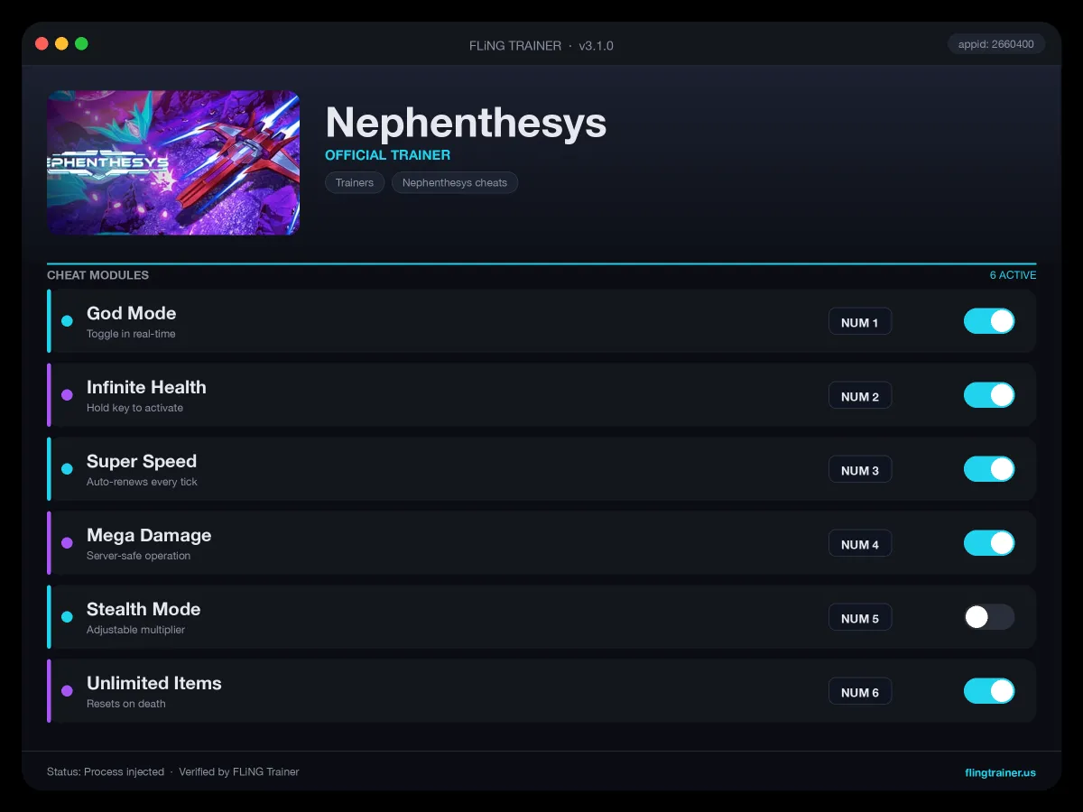 Nephenthesys Trainer interface