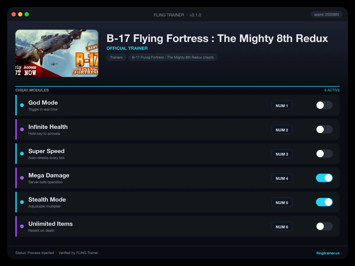 B-17 Flying Fortress : The Mighty 8th Redux Trainer interface