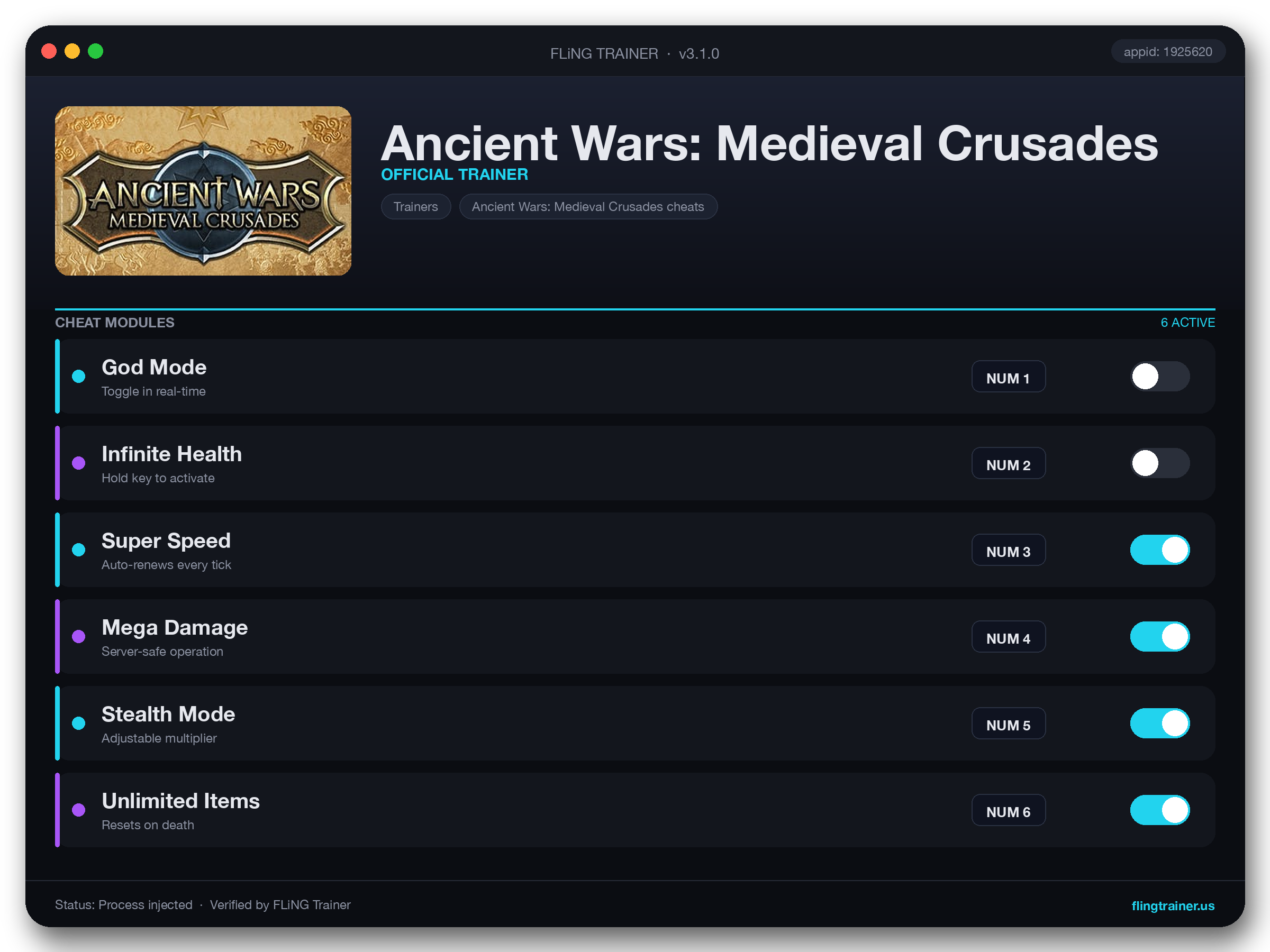 Ancient Wars: Medieval Crusades Trainer interface