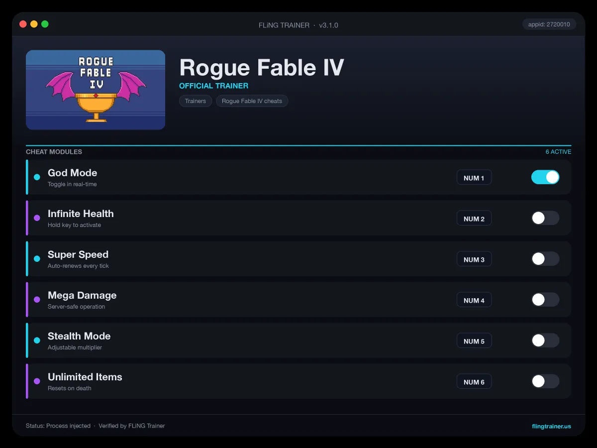 Rogue Fable IV Trainer interface
