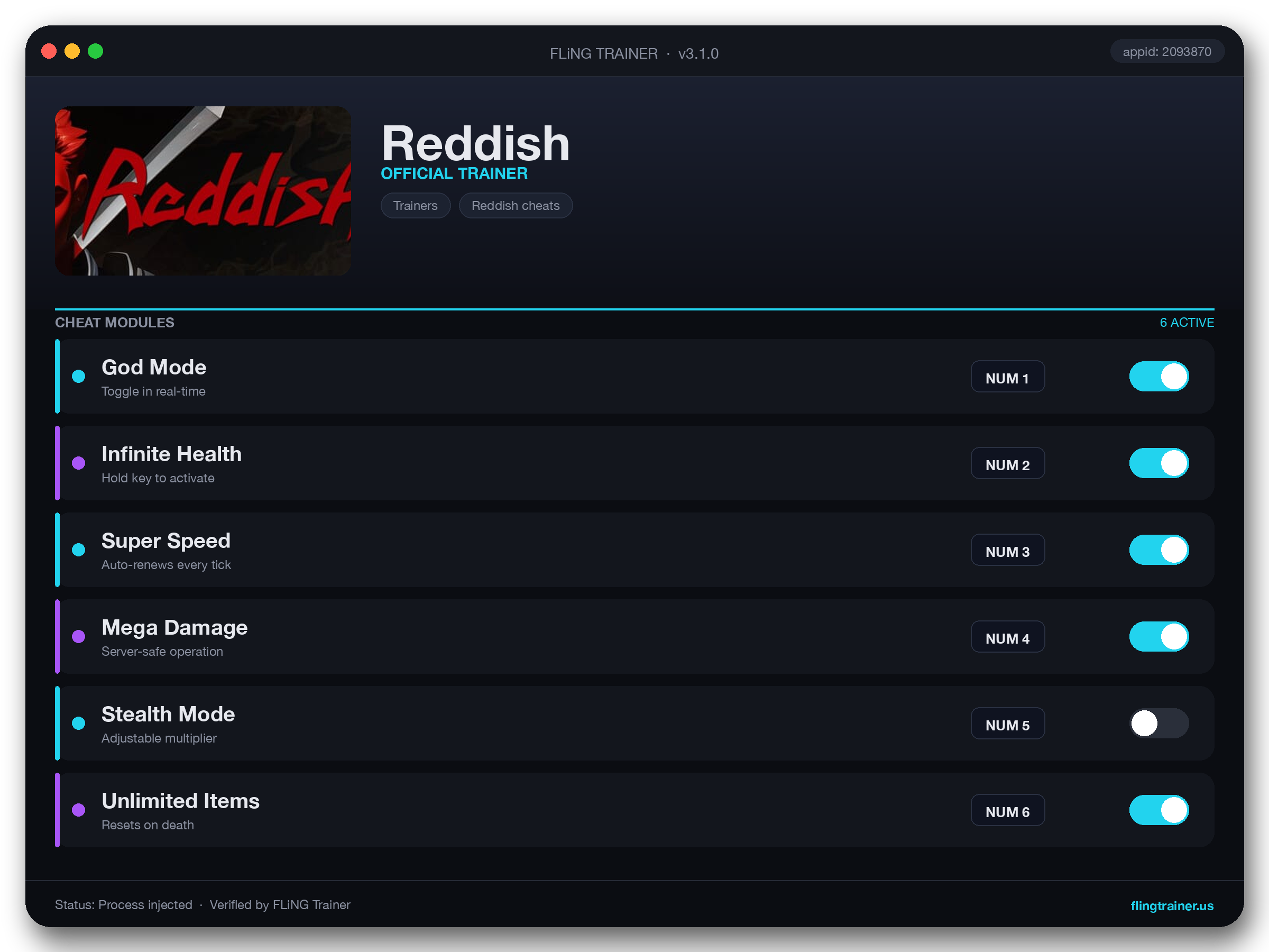 Reddish Trainer interface