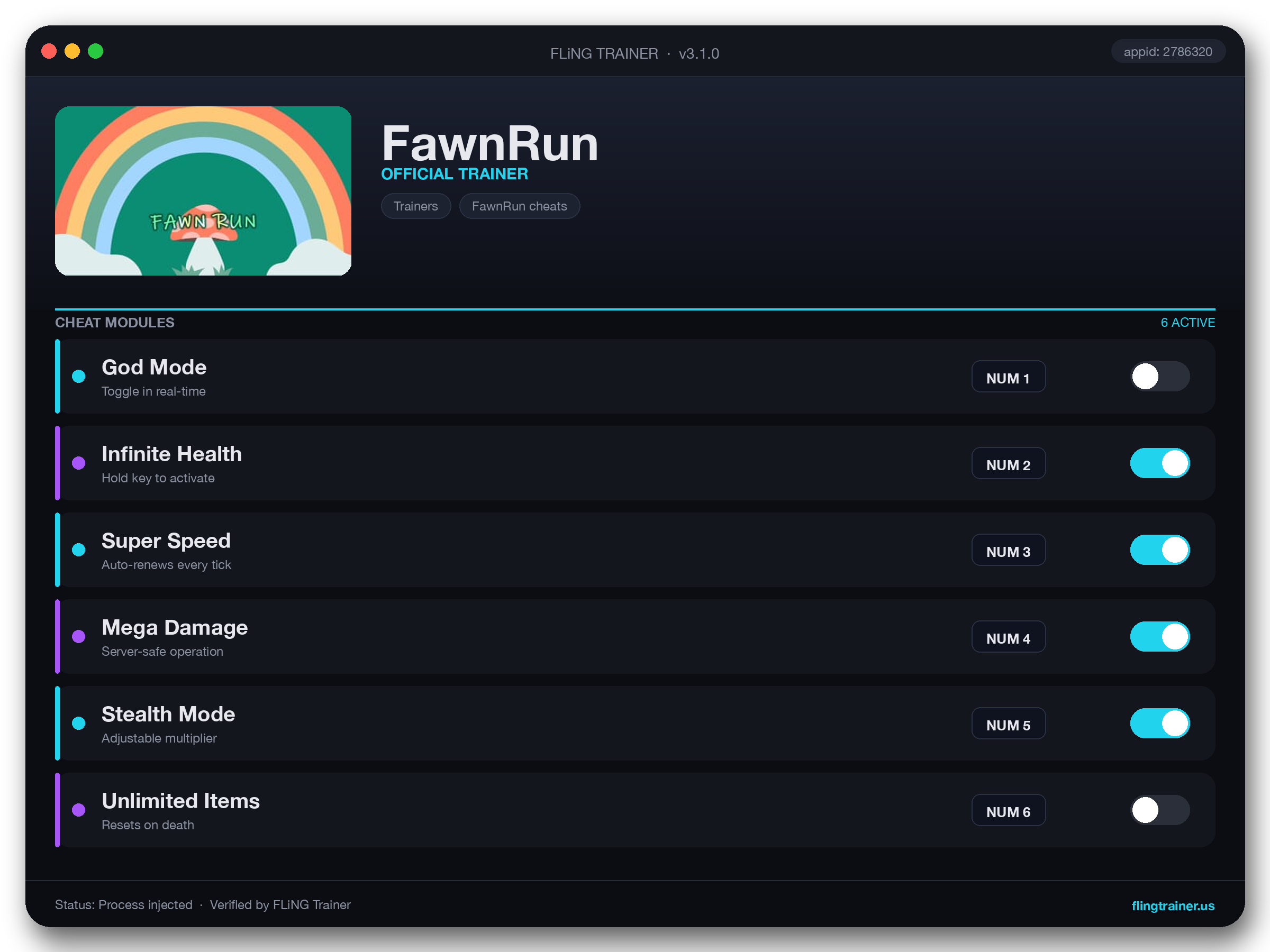 FawnRun Trainer interface