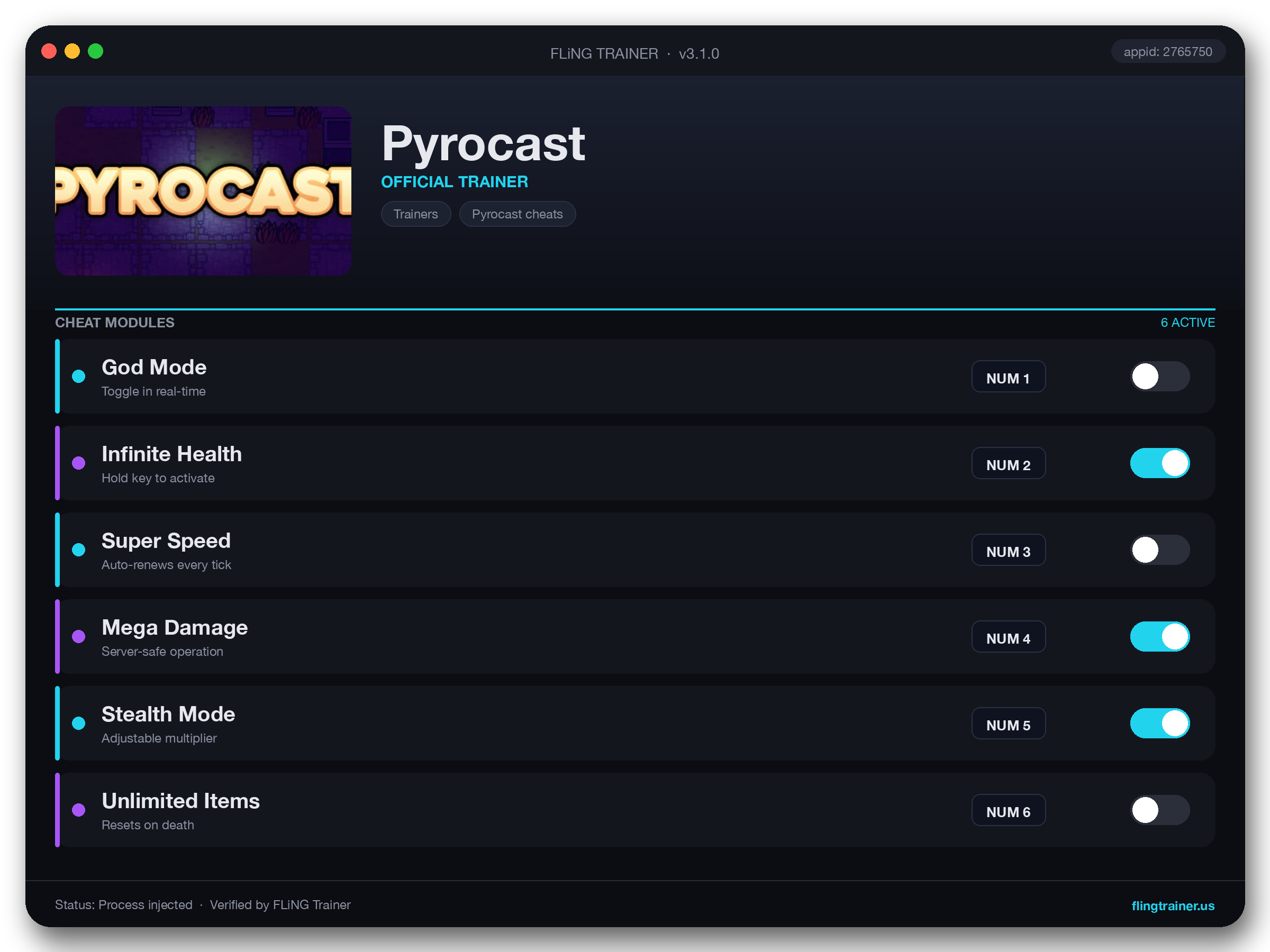 Pyrocast Trainer interface