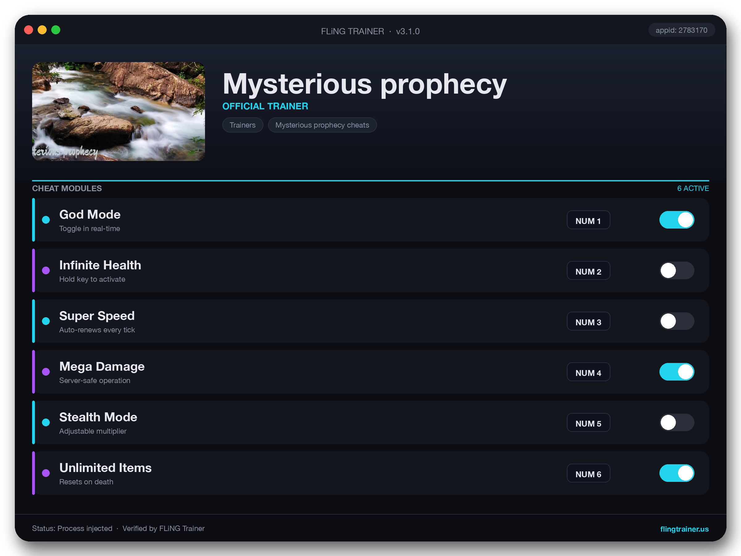Mysterious prophecy Trainer interface