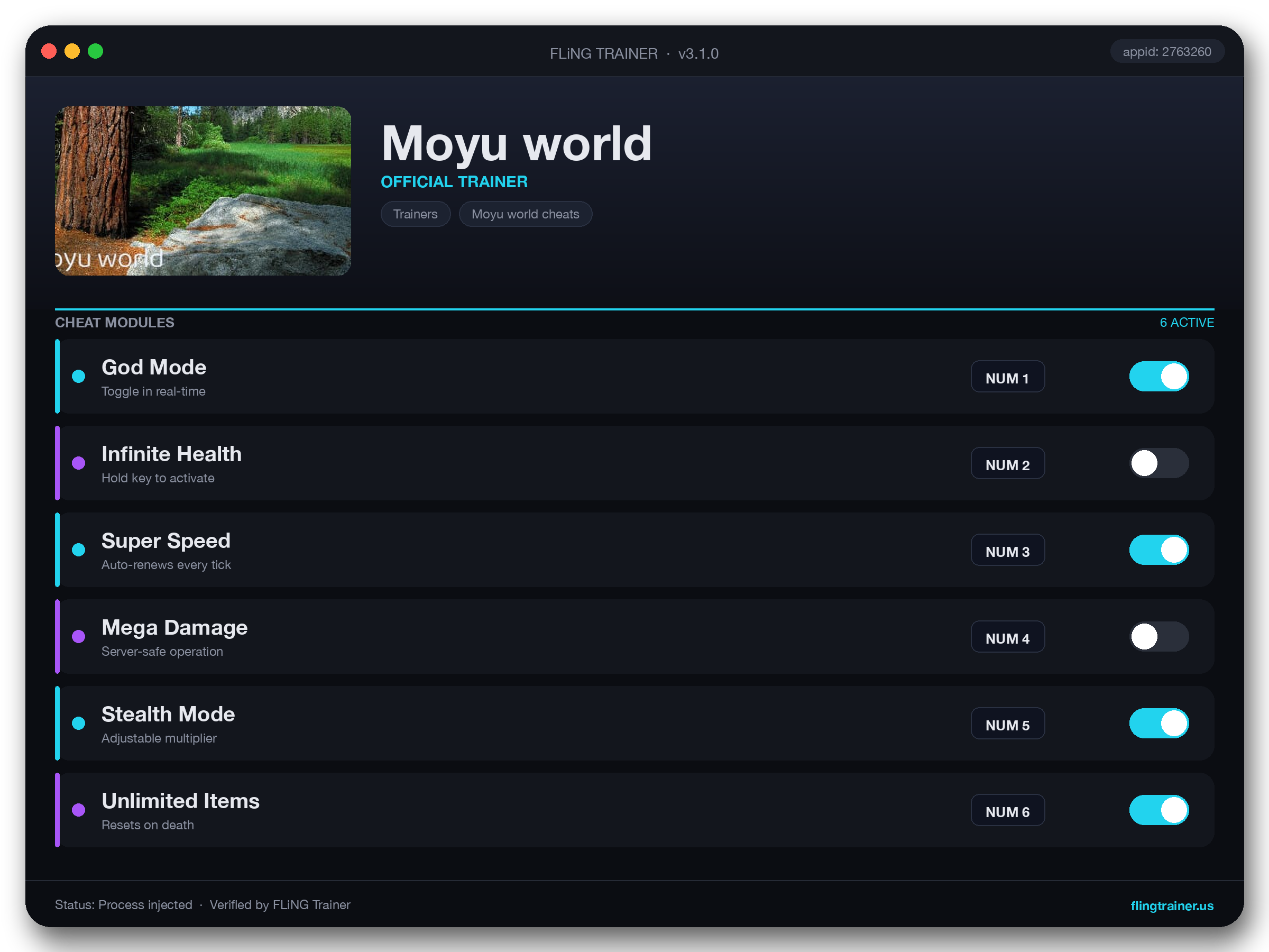 Moyu world Trainer interface