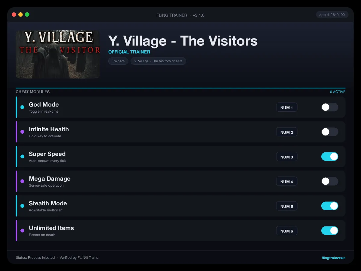 Y. Village - The Visitors Trainer interface