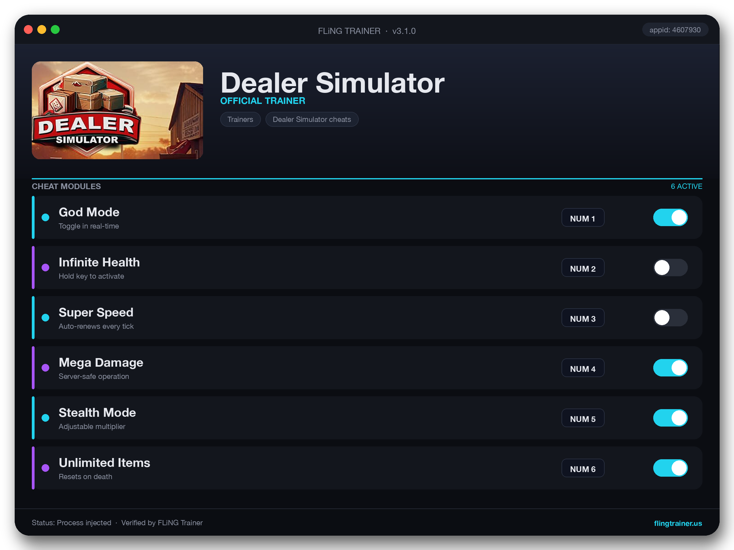 Dealer Simulator Trainer interface