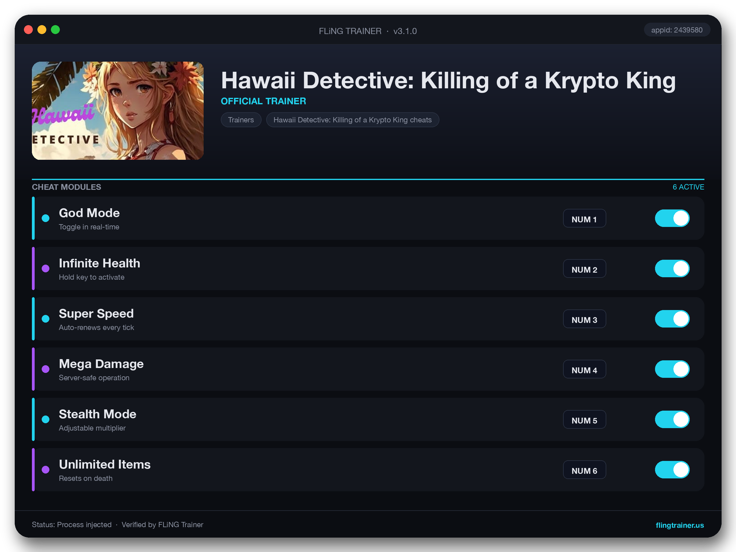 Hawaii Detective: Killing of a Krypto King Trainer interface