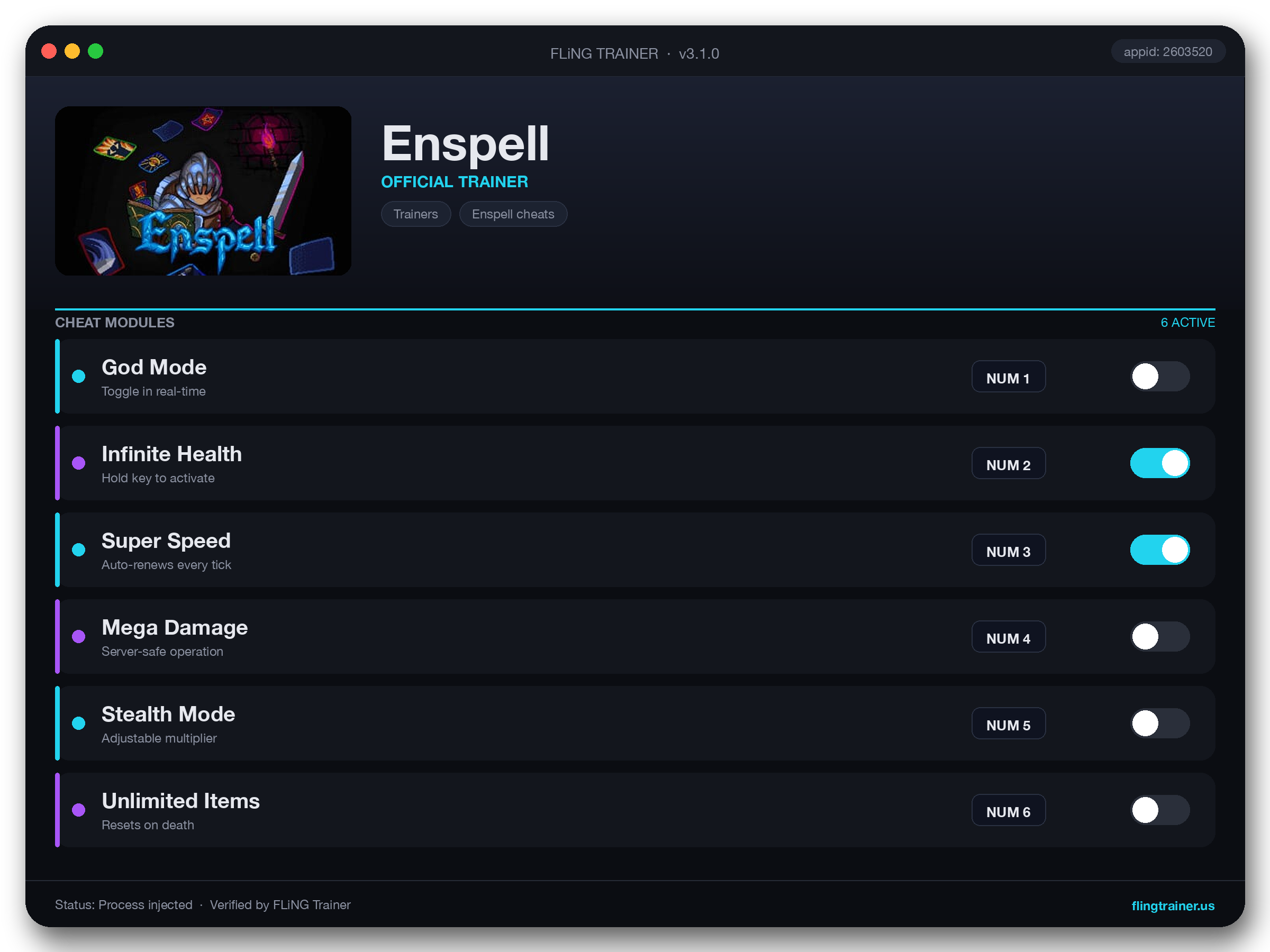 Enspell Trainer interface