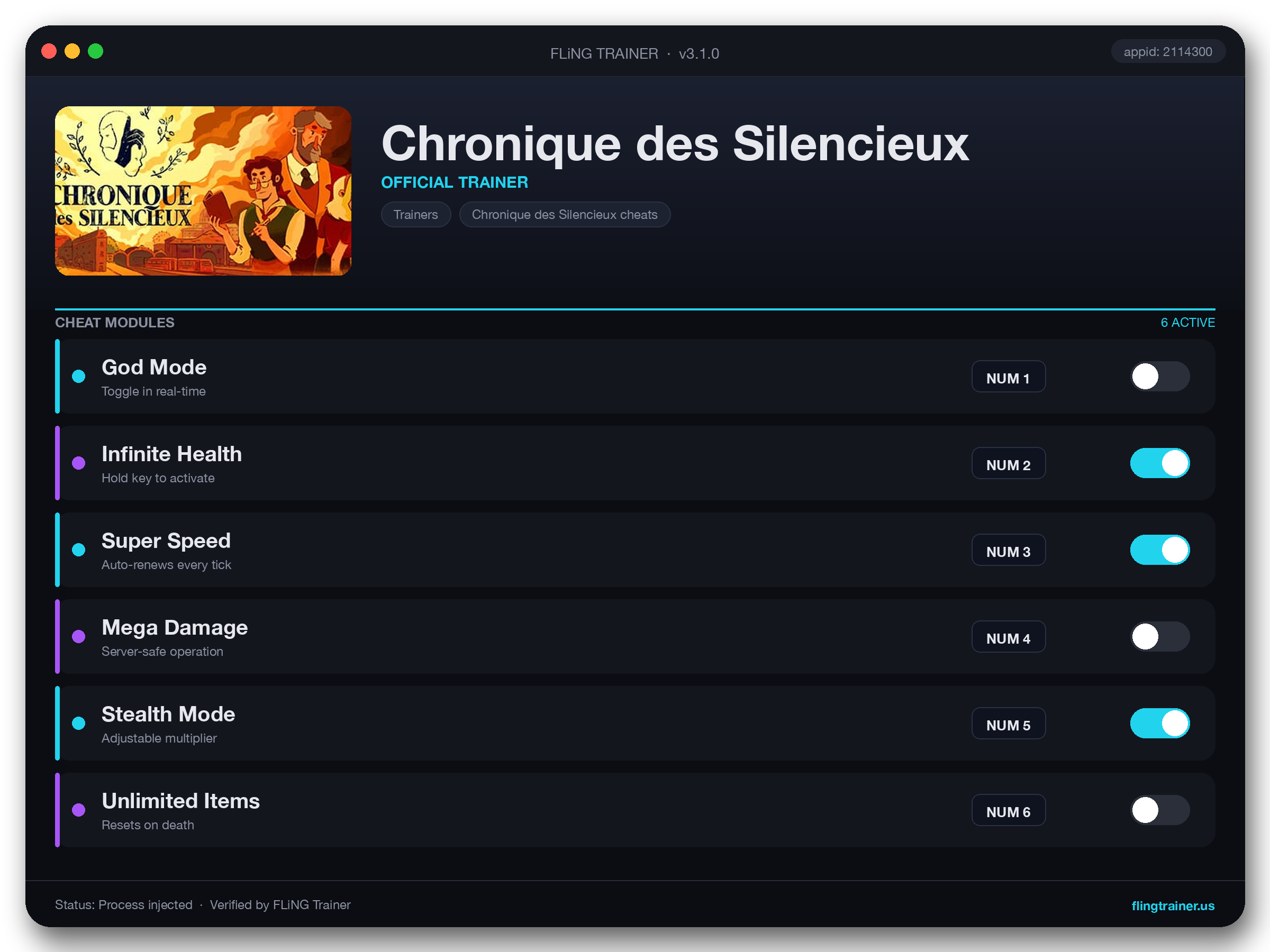 Chronique des Silencieux Trainer interface