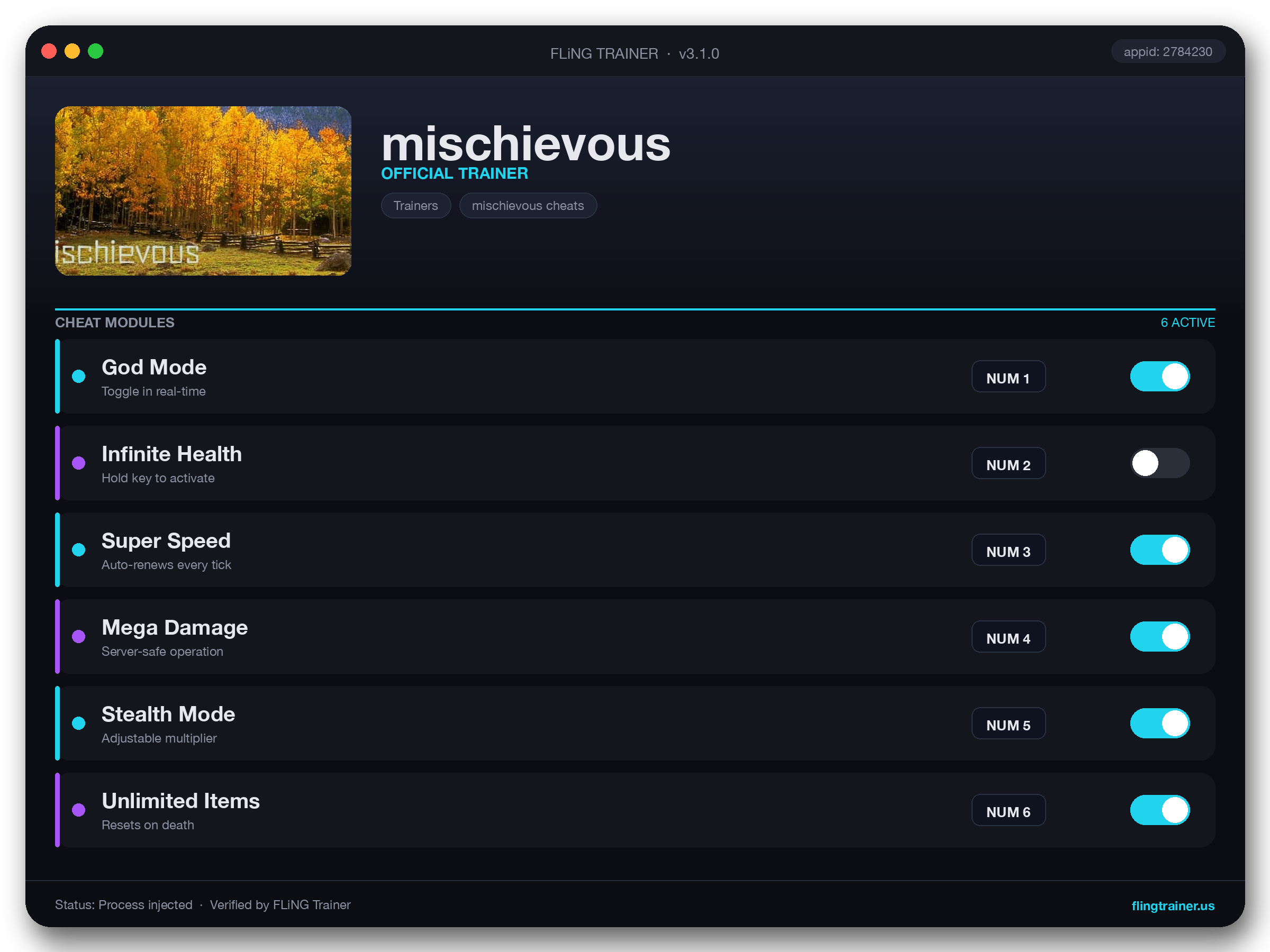 mischievous Trainer interface