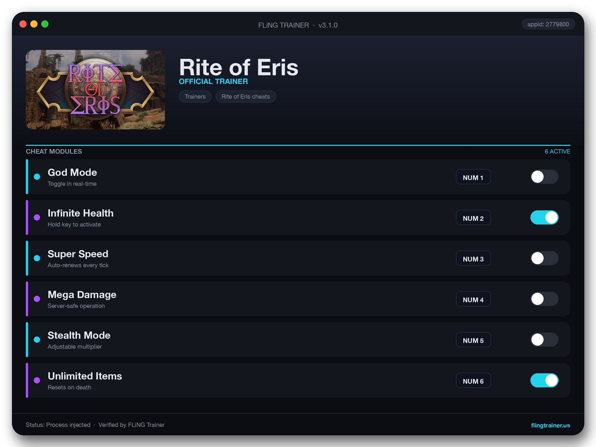 Rite of Eris Trainer interface