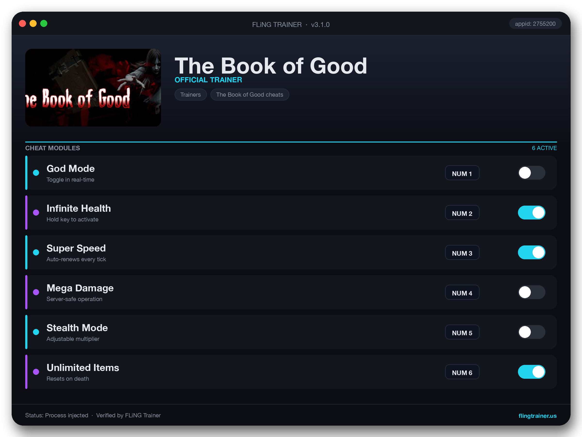 The Book of Good Trainer interface