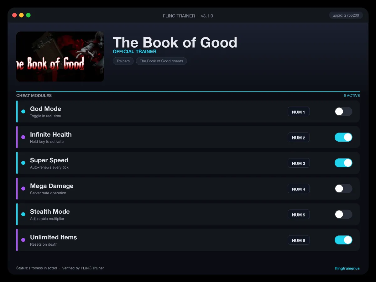 The Book of Good Trainer interface