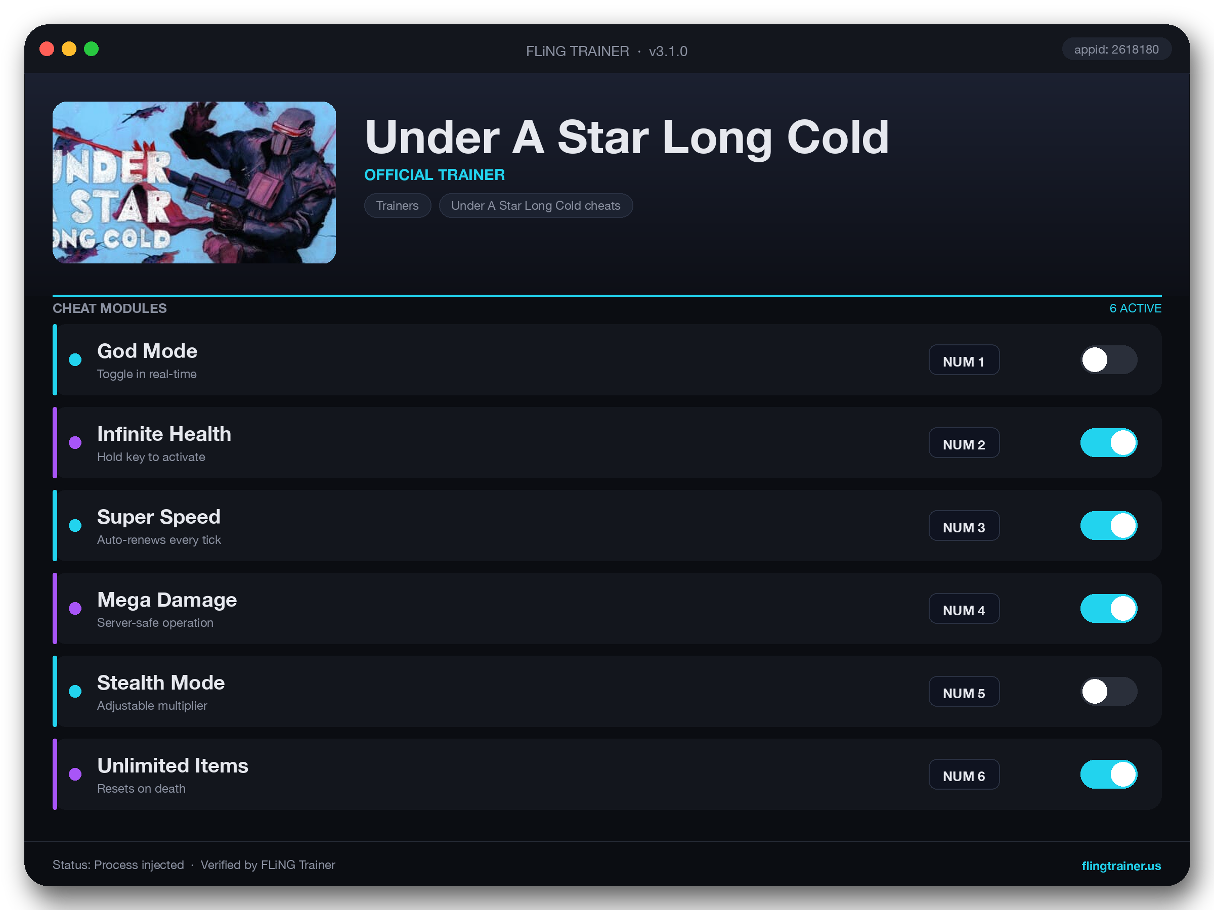 Under A Star Long Cold Trainer interface