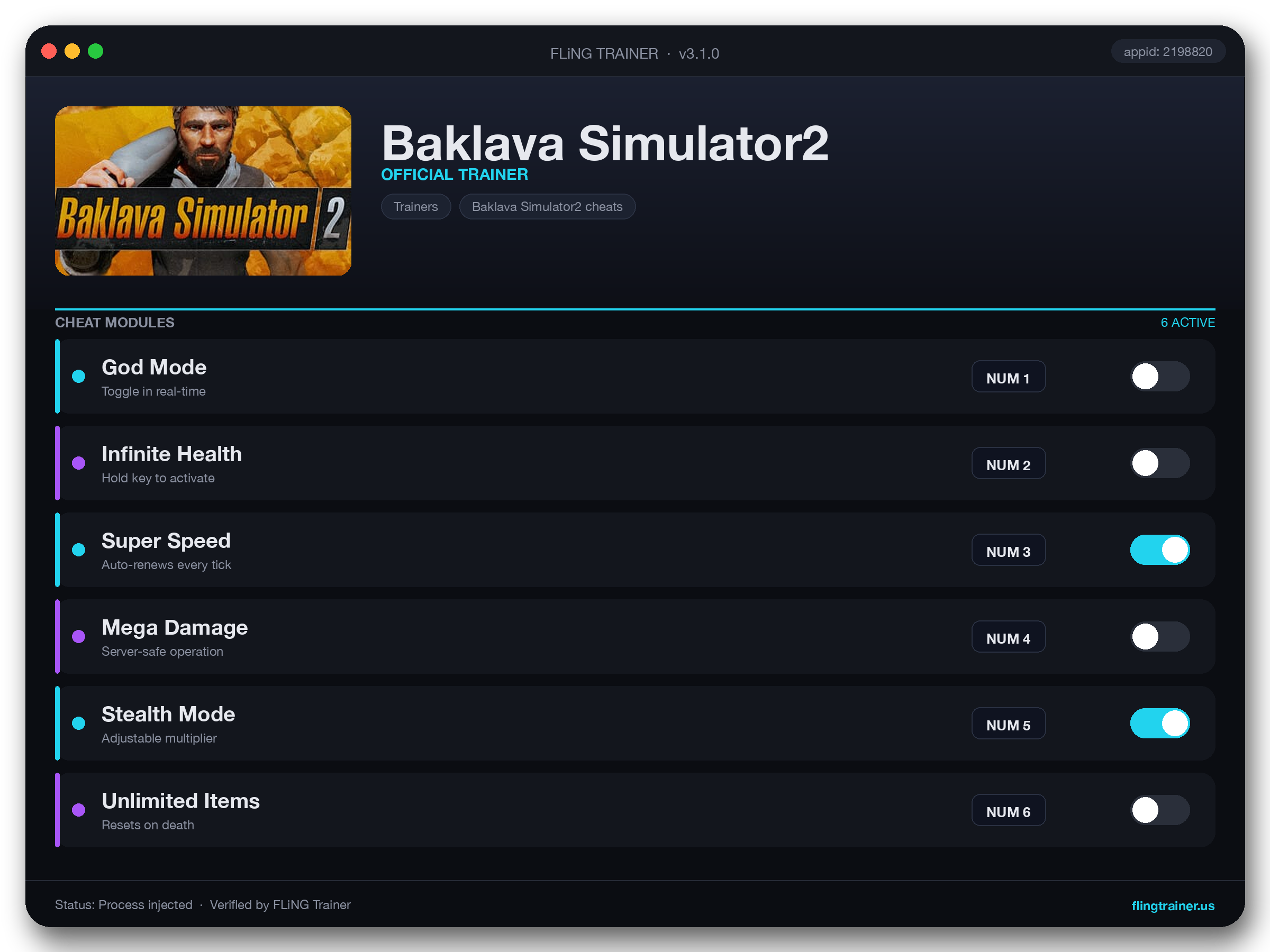 Baklava Simulator2 Trainer interface