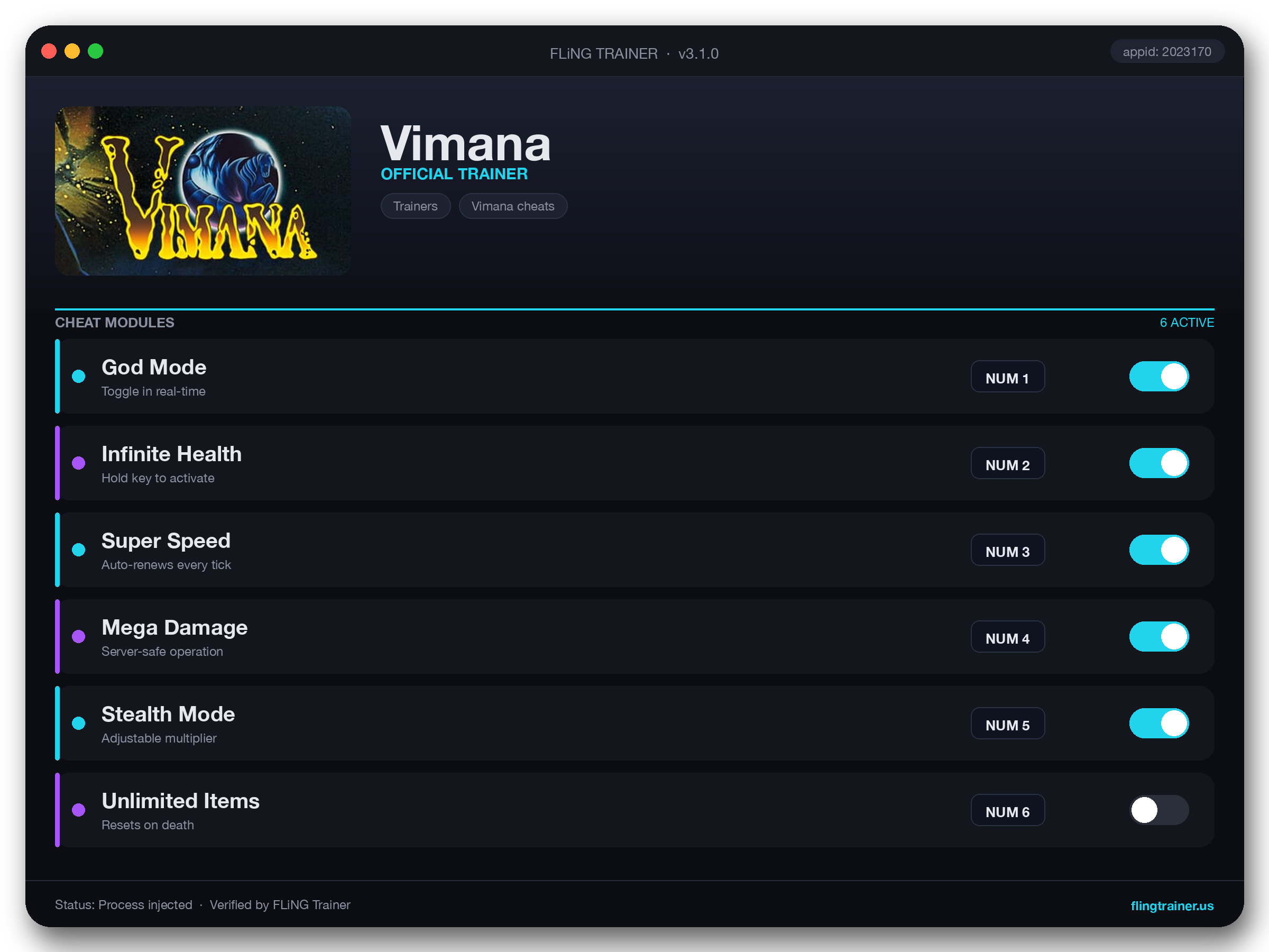 Vimana Trainer interface