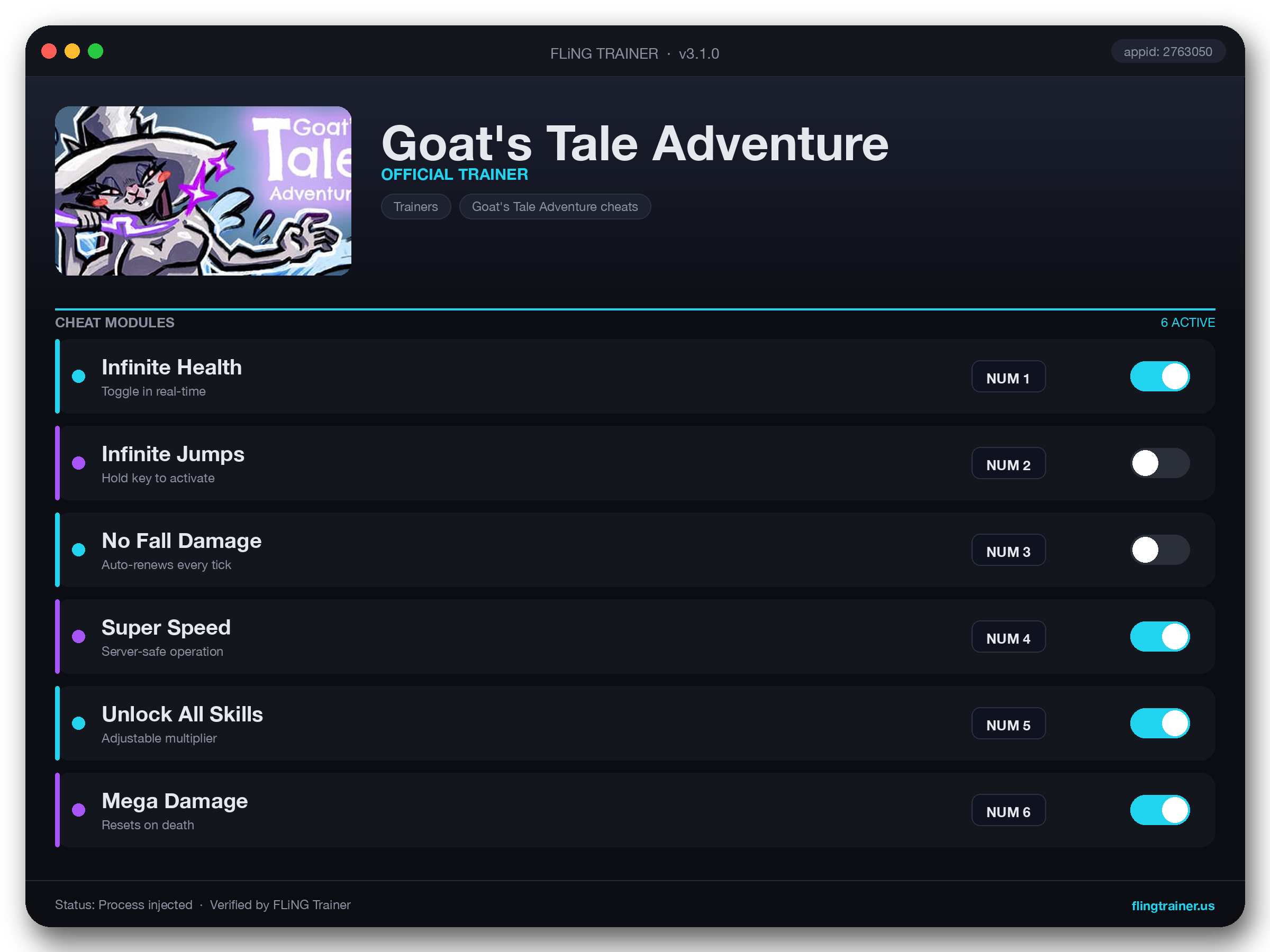 Goat's Tale Adventure Trainer interface