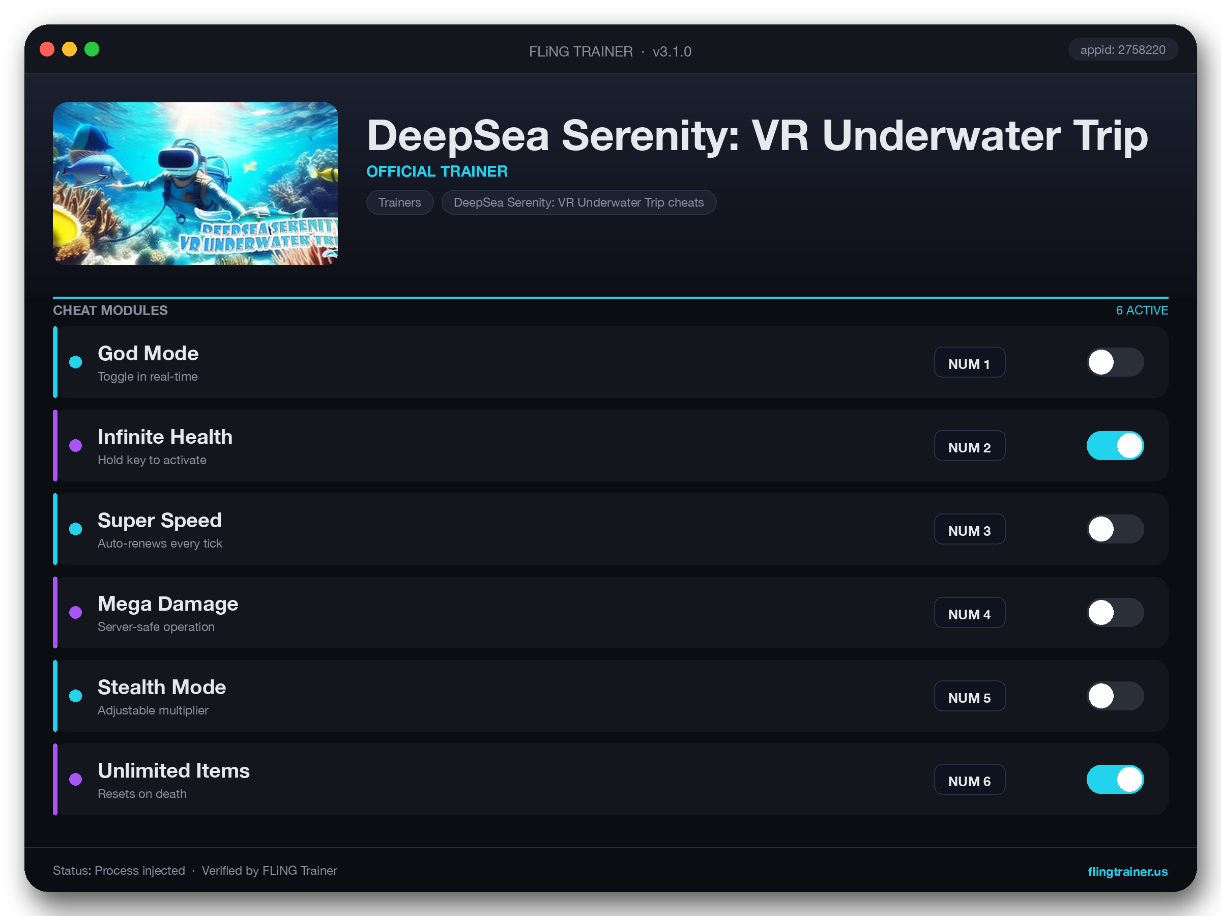 DeepSea Serenity: VR Underwater Trip Trainer interface