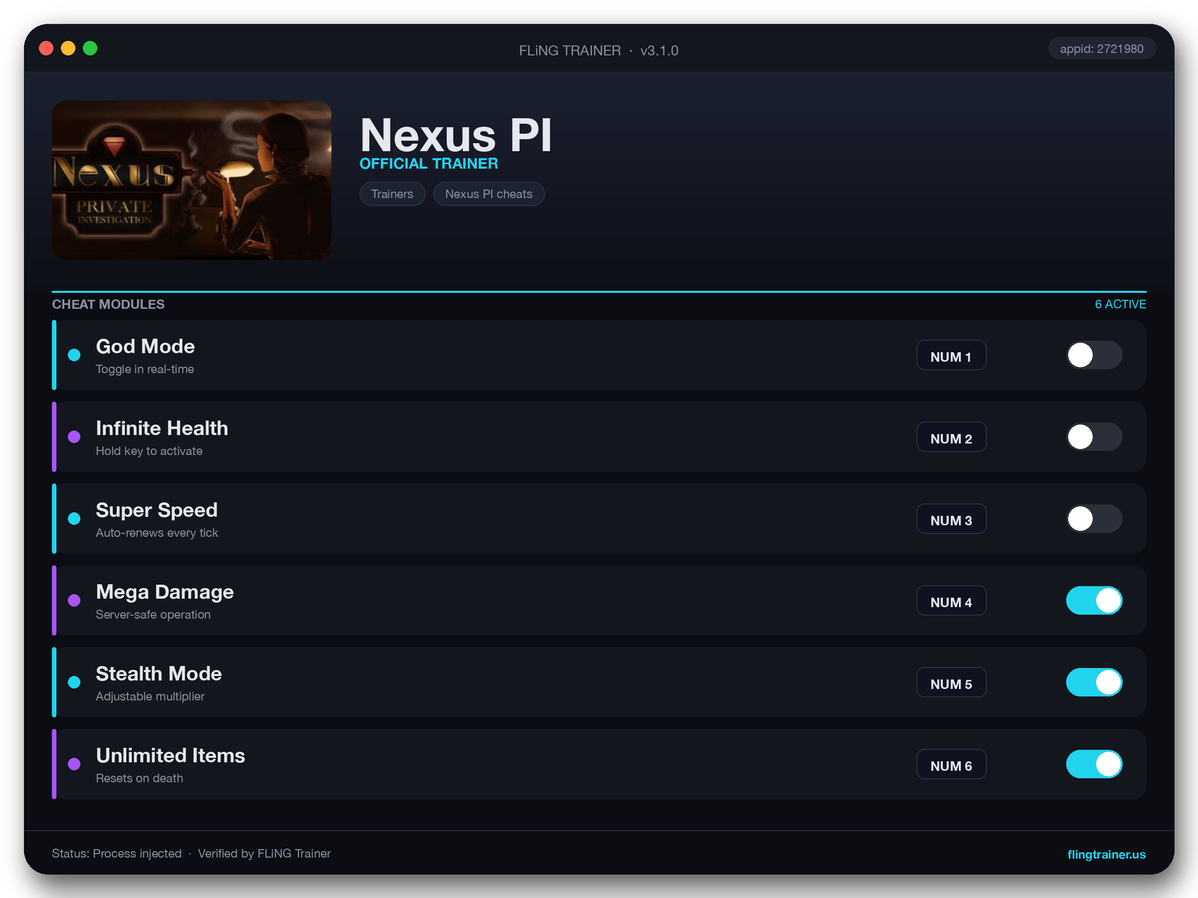 Nexus PI Trainer interface