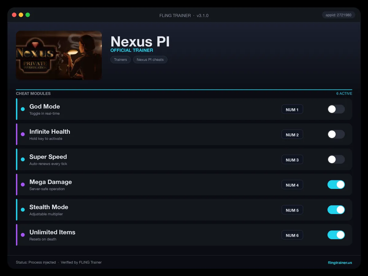 Nexus PI Trainer interface