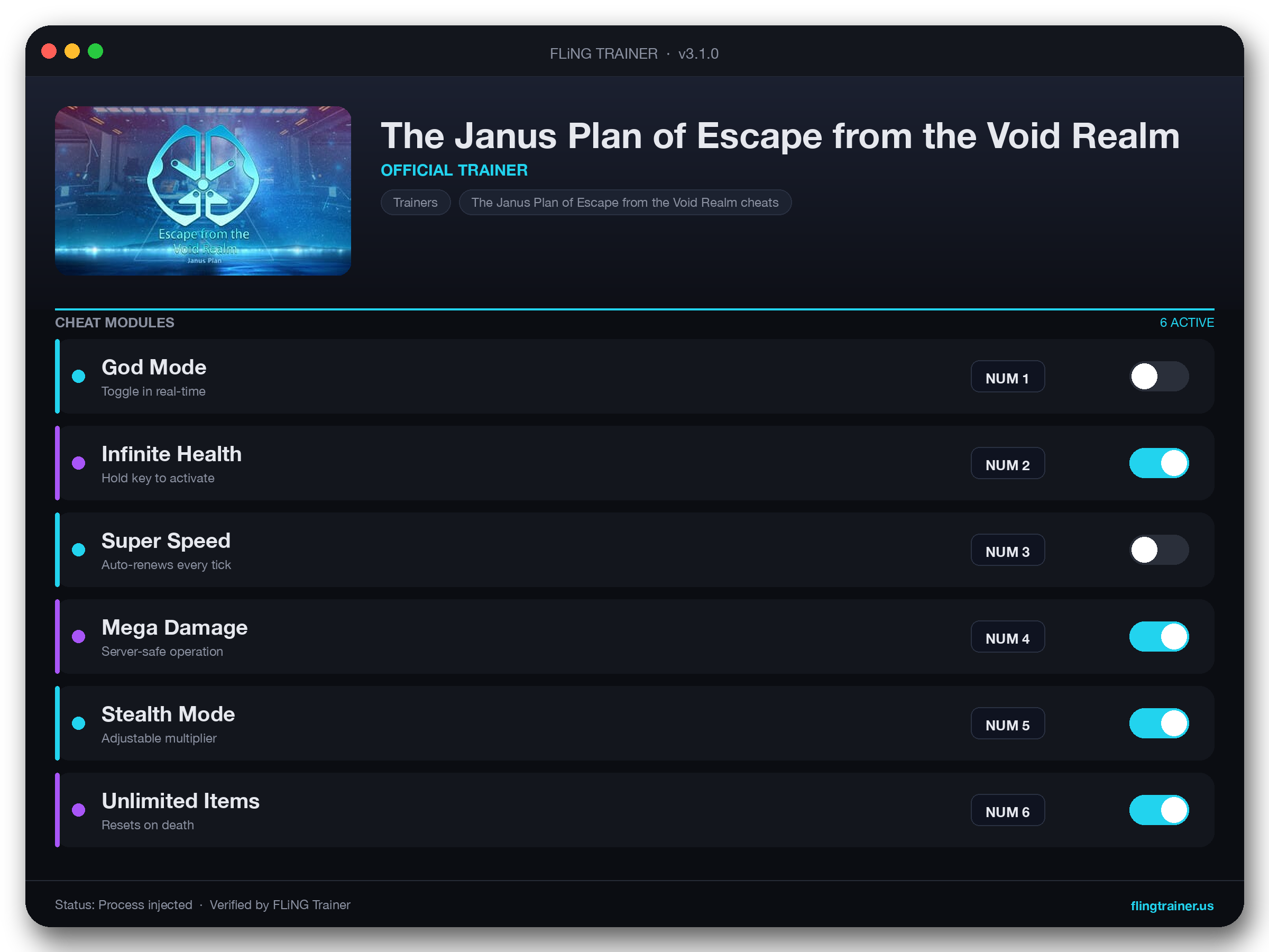 The Janus Plan of Escape from the Void Realm Trainer interface