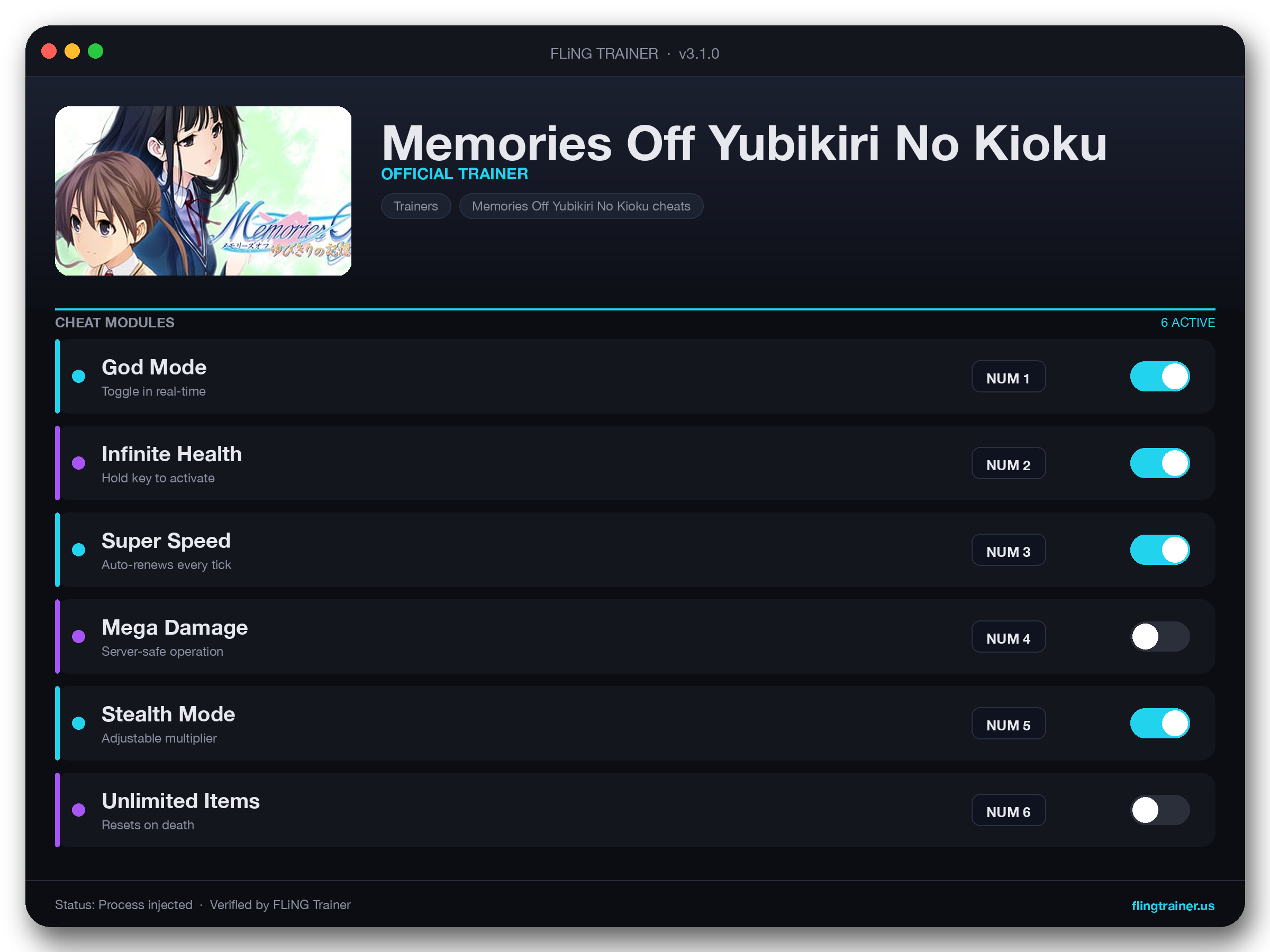 Memories Off Yubikiri No Kioku Trainer interface