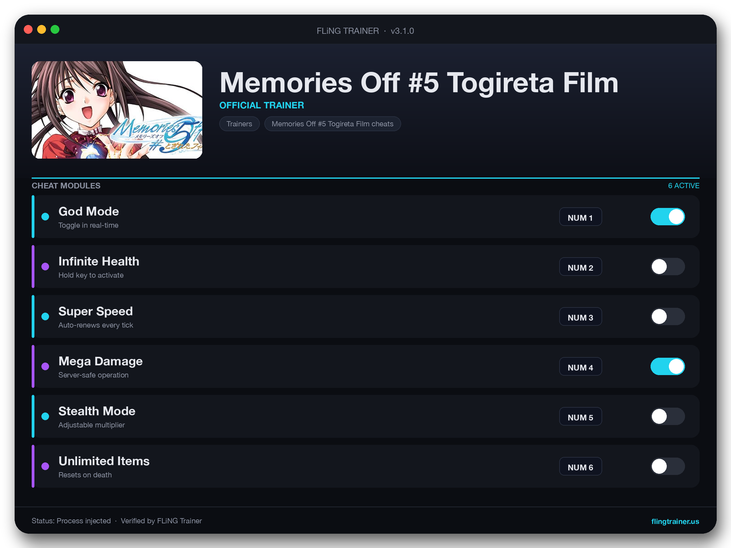 Memories Off #5 Togireta Film Trainer interface