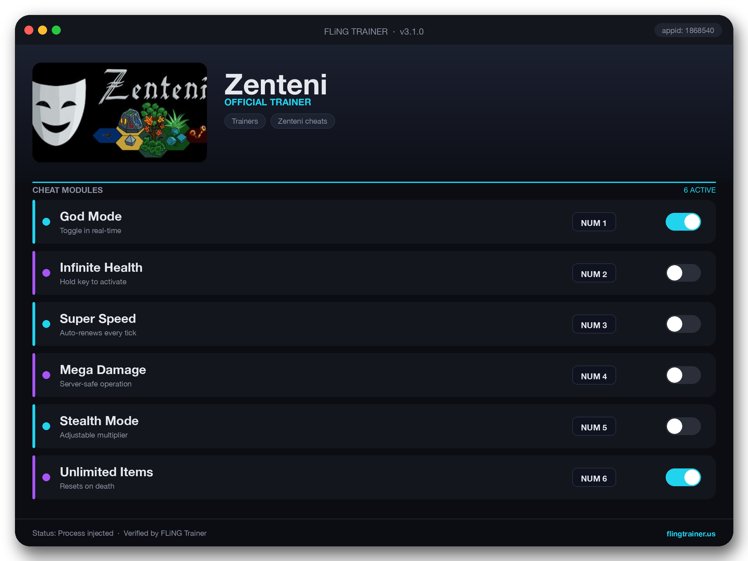 Zenteni Trainer interface