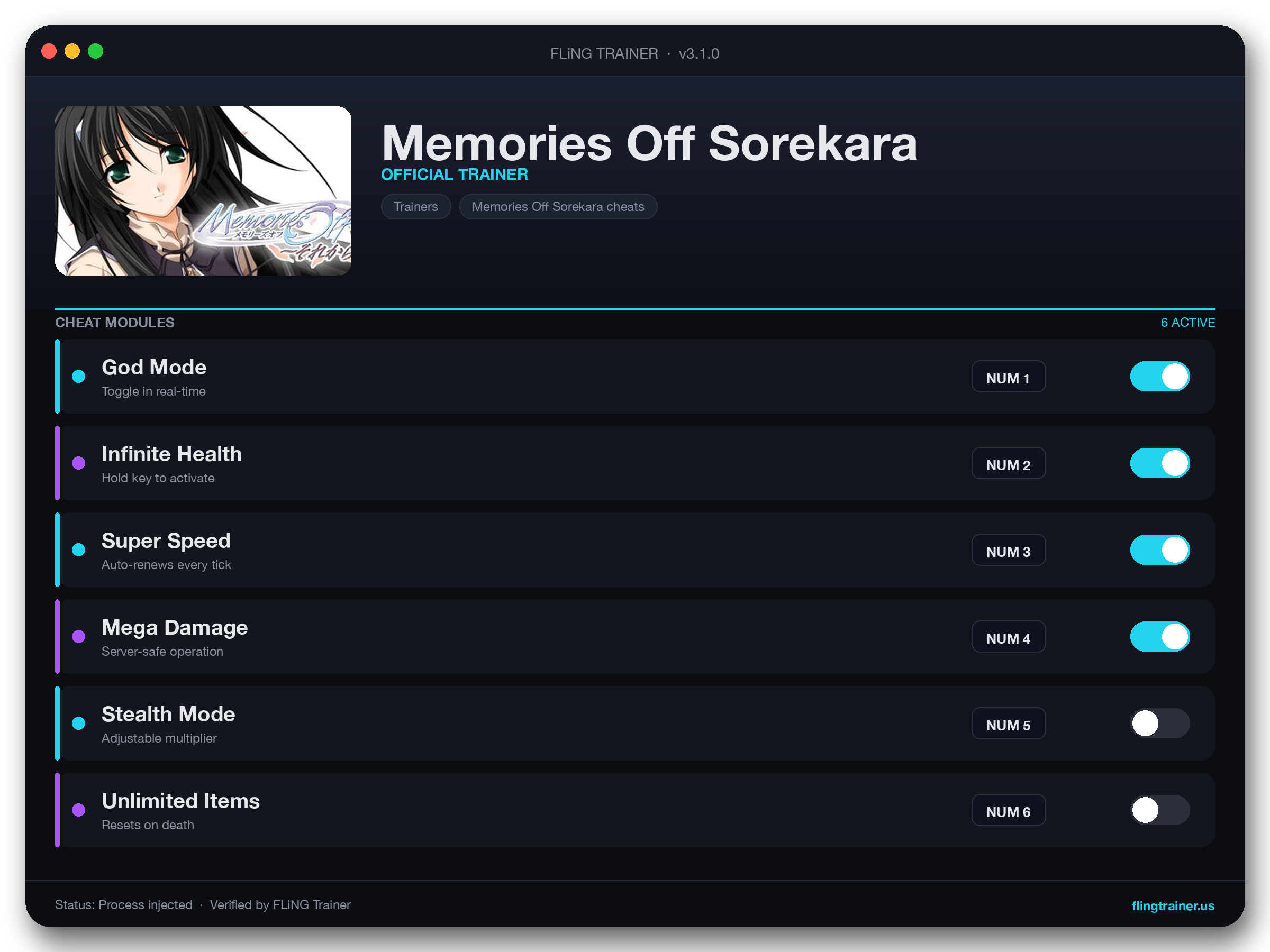 Memories Off Sorekara Trainer interface