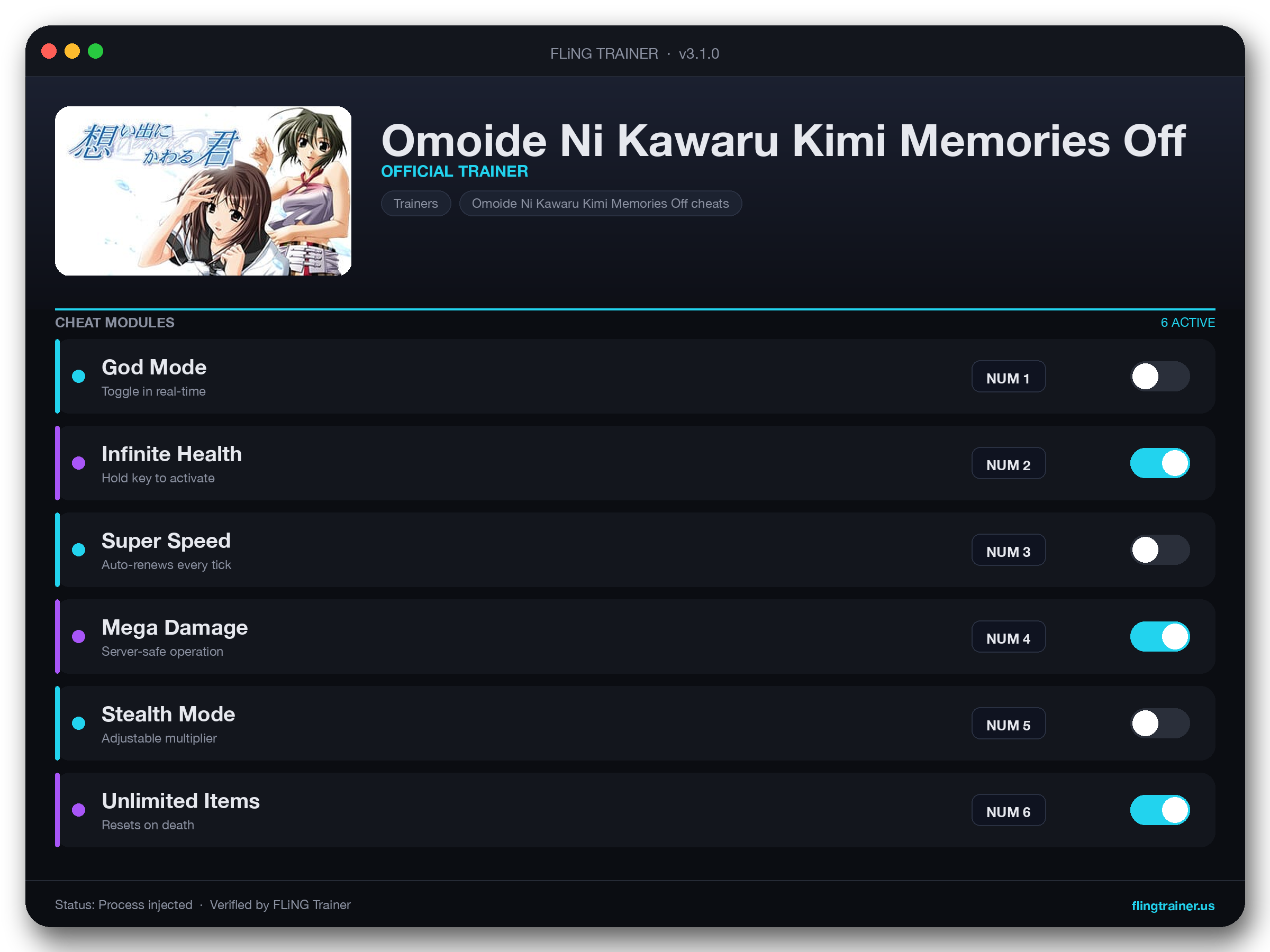 Omoide Ni Kawaru Kimi Memories Off Trainer interface