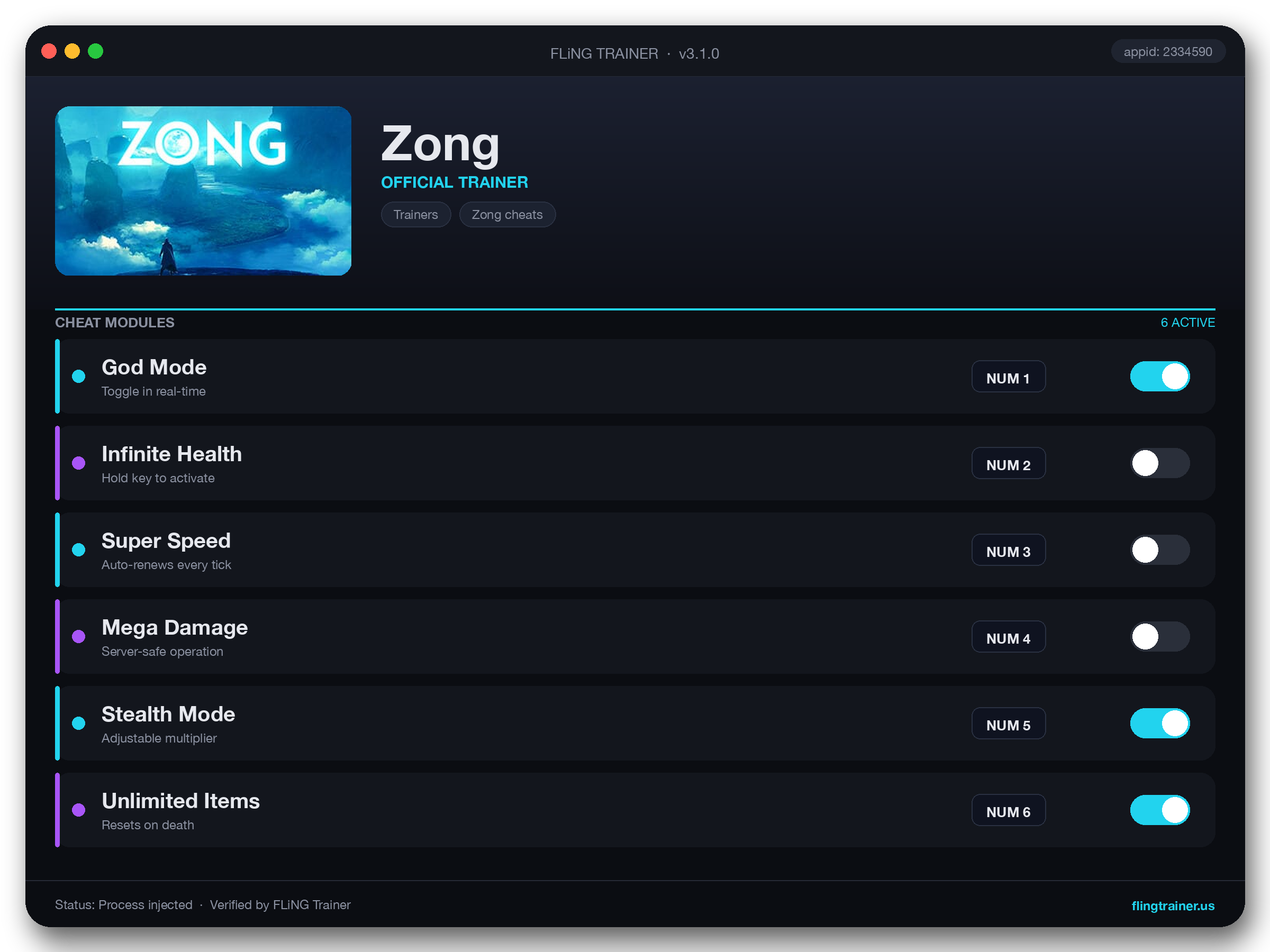 Zong Trainer interface