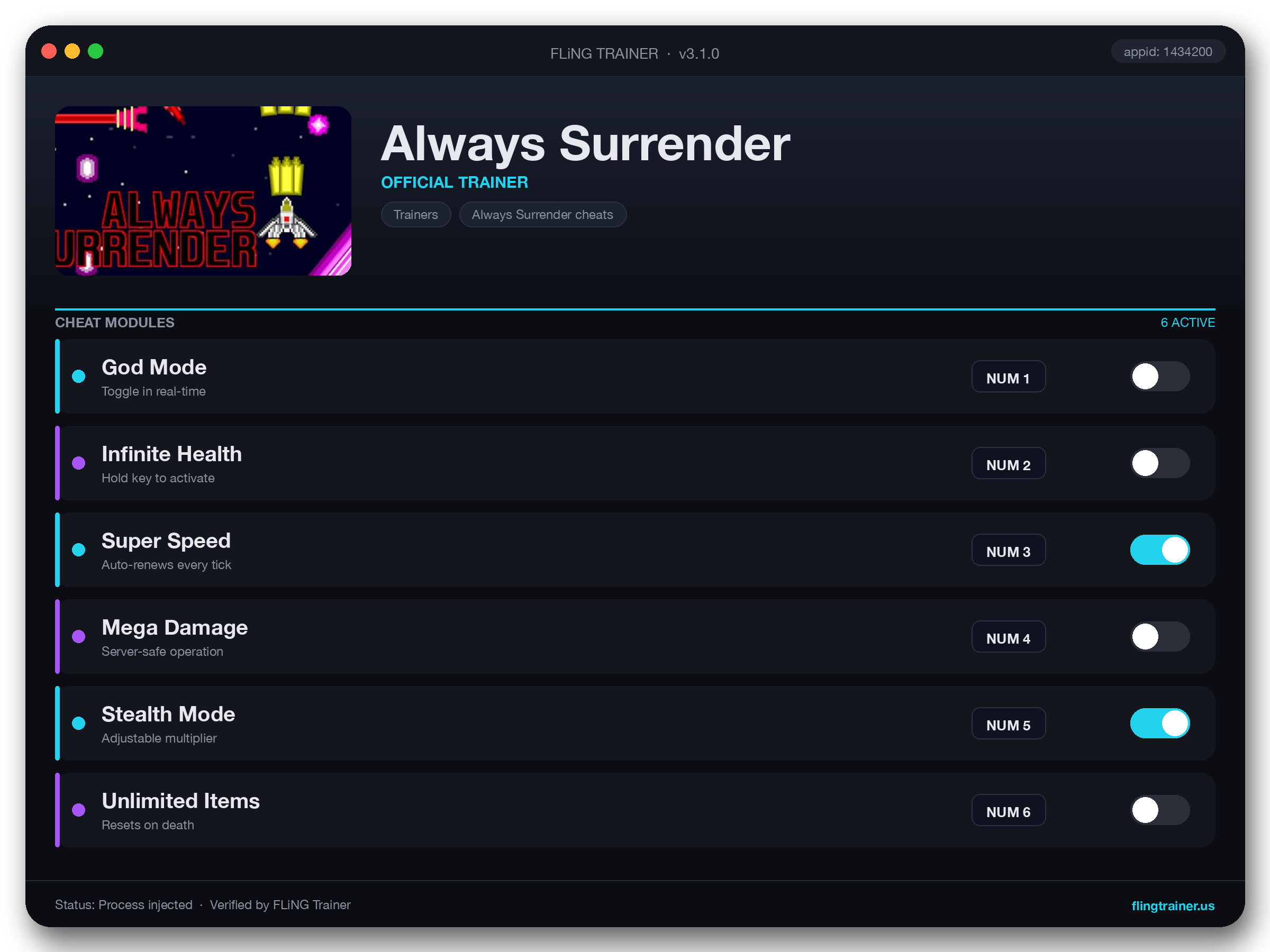 Always Surrender Trainer interface