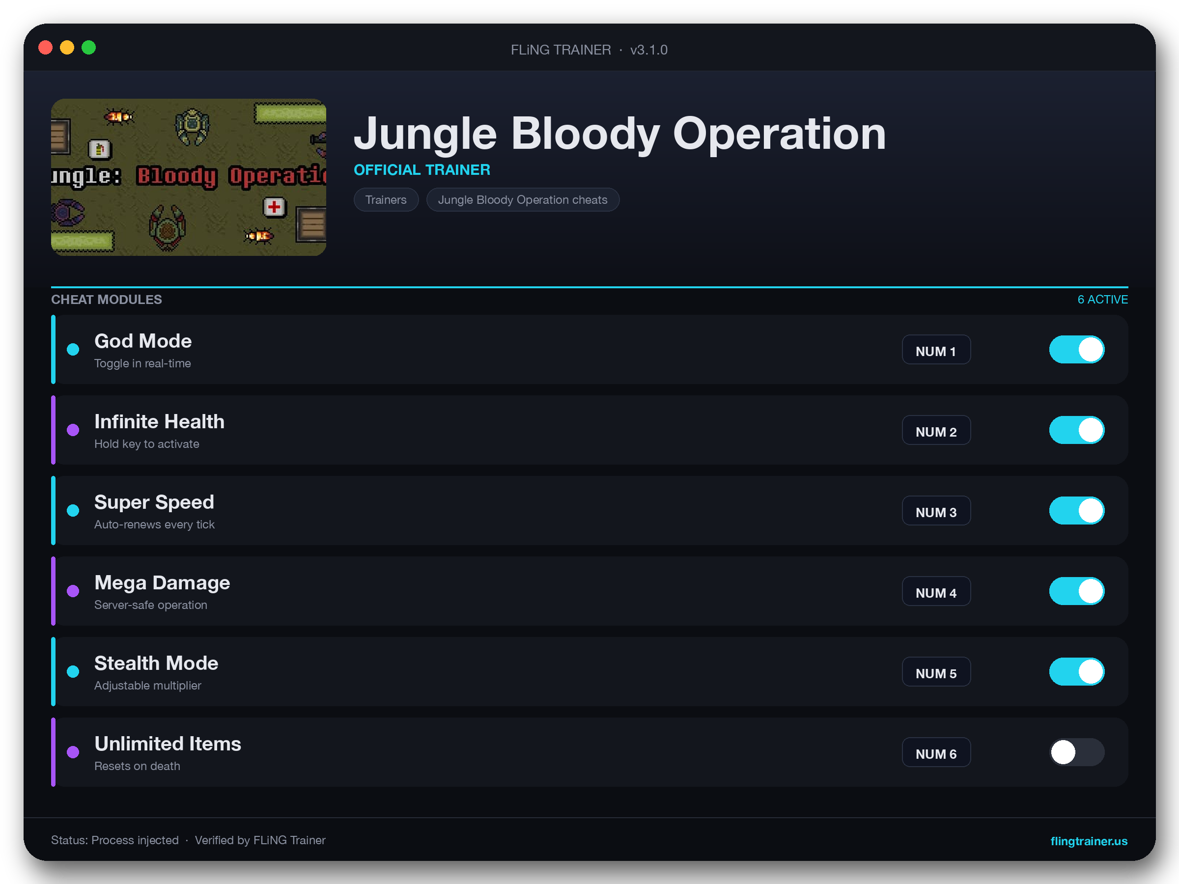 Jungle Bloody Operation Trainer interface