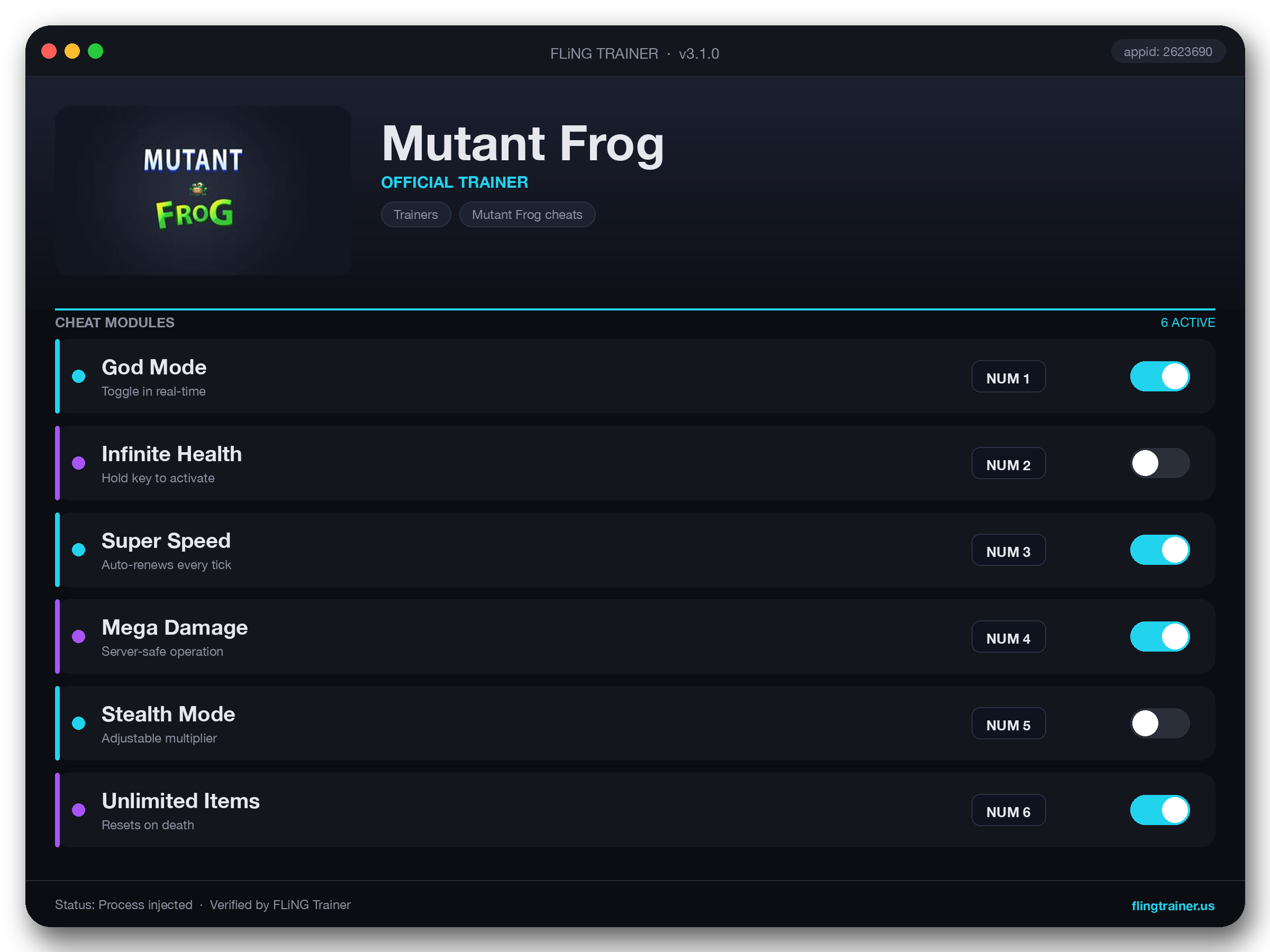 Mutant Frog Trainer interface