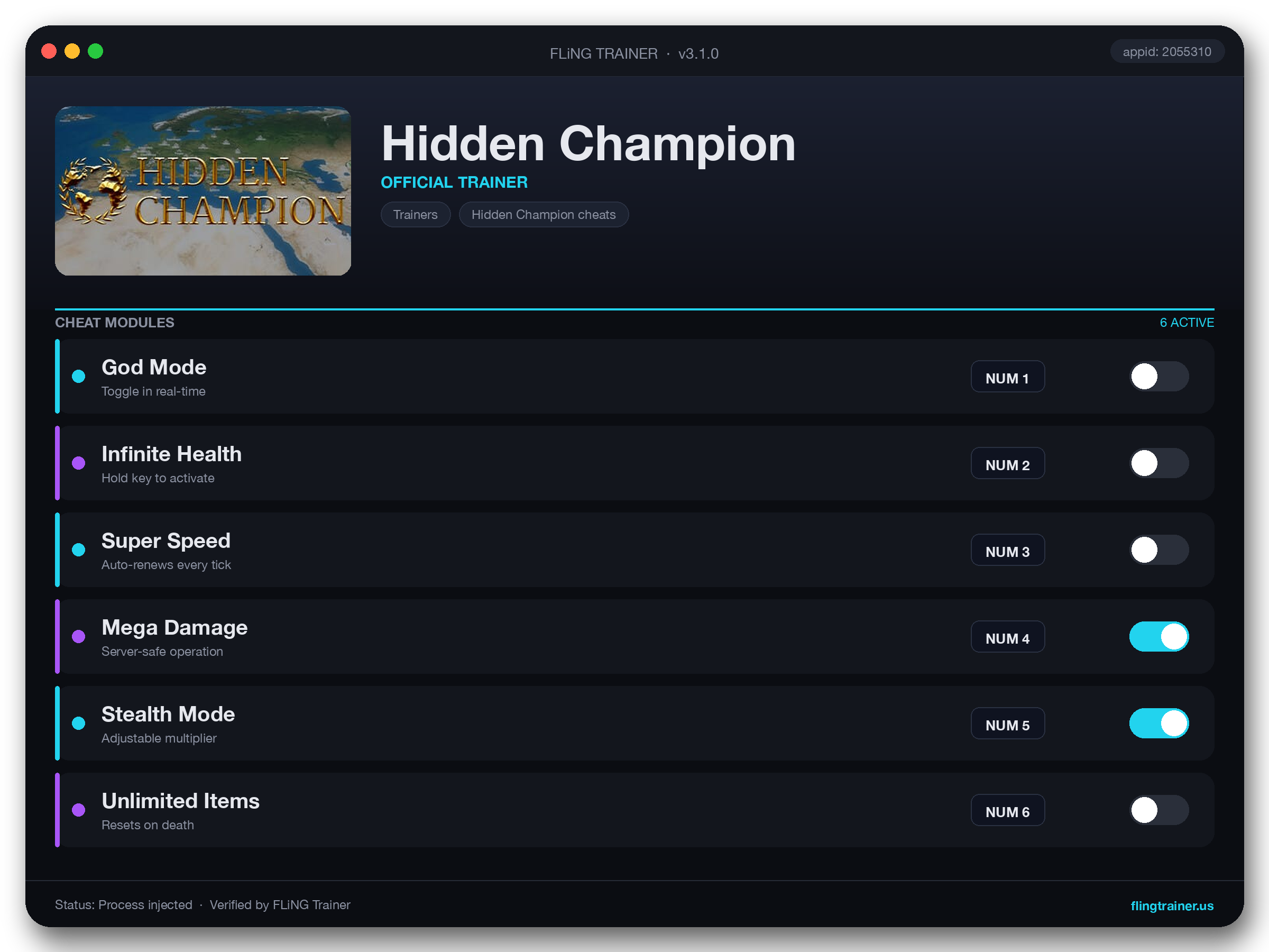 Hidden Champion Trainer interface