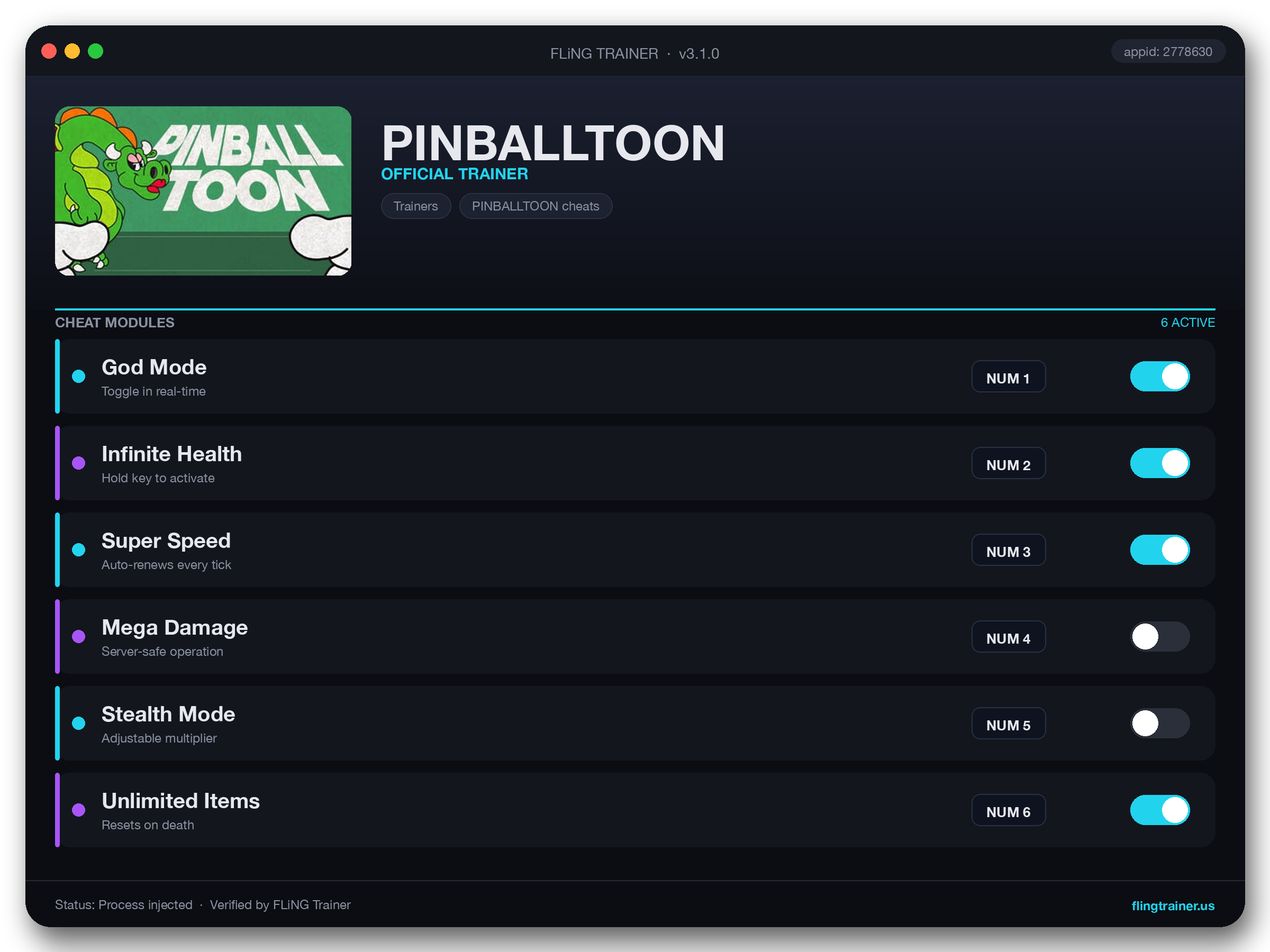 PINBALLTOON Trainer interface