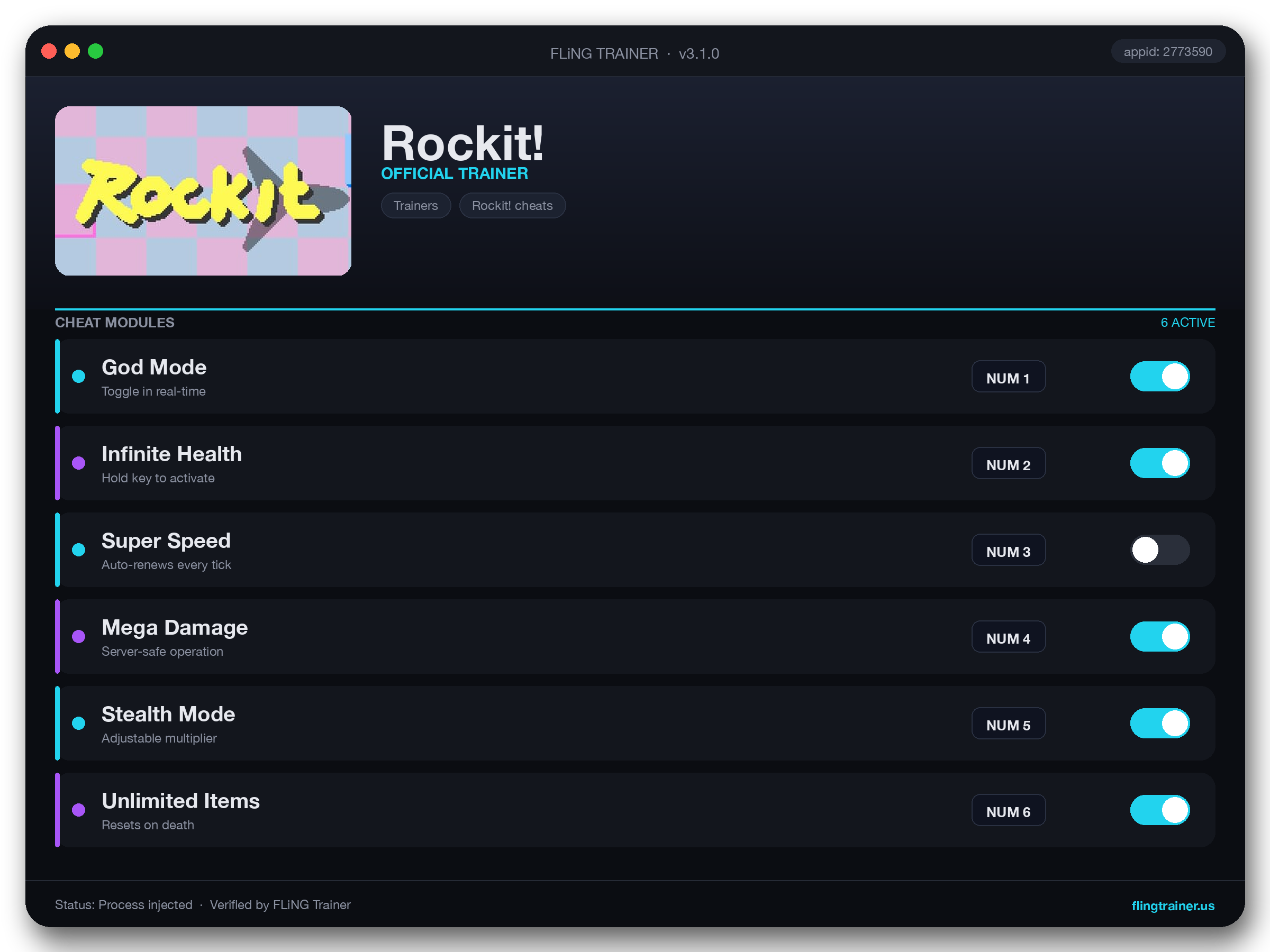 Rockit! Trainer interface