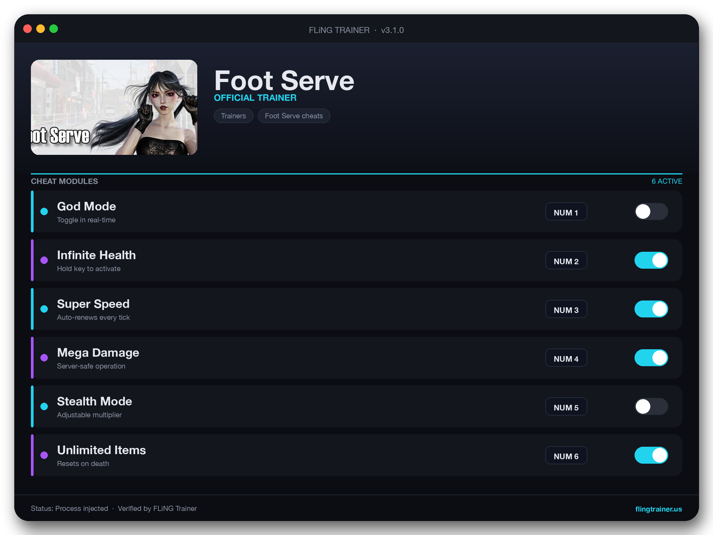 Foot Serve Trainer interface